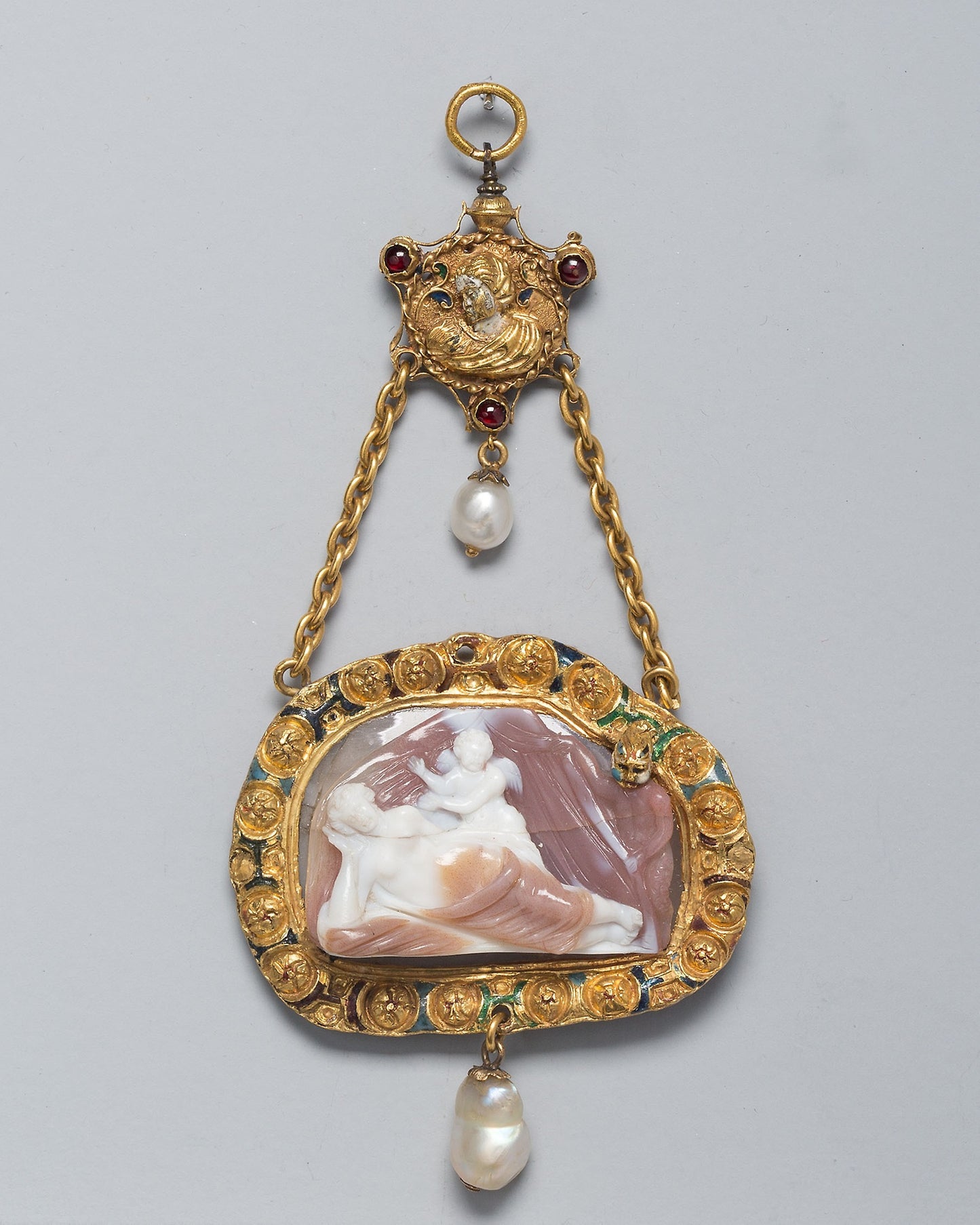 Cameo of Venus and Cupid, Probably a Hat Badge Mounted as a Pendant -  Italian,  Poster Print Wall Art