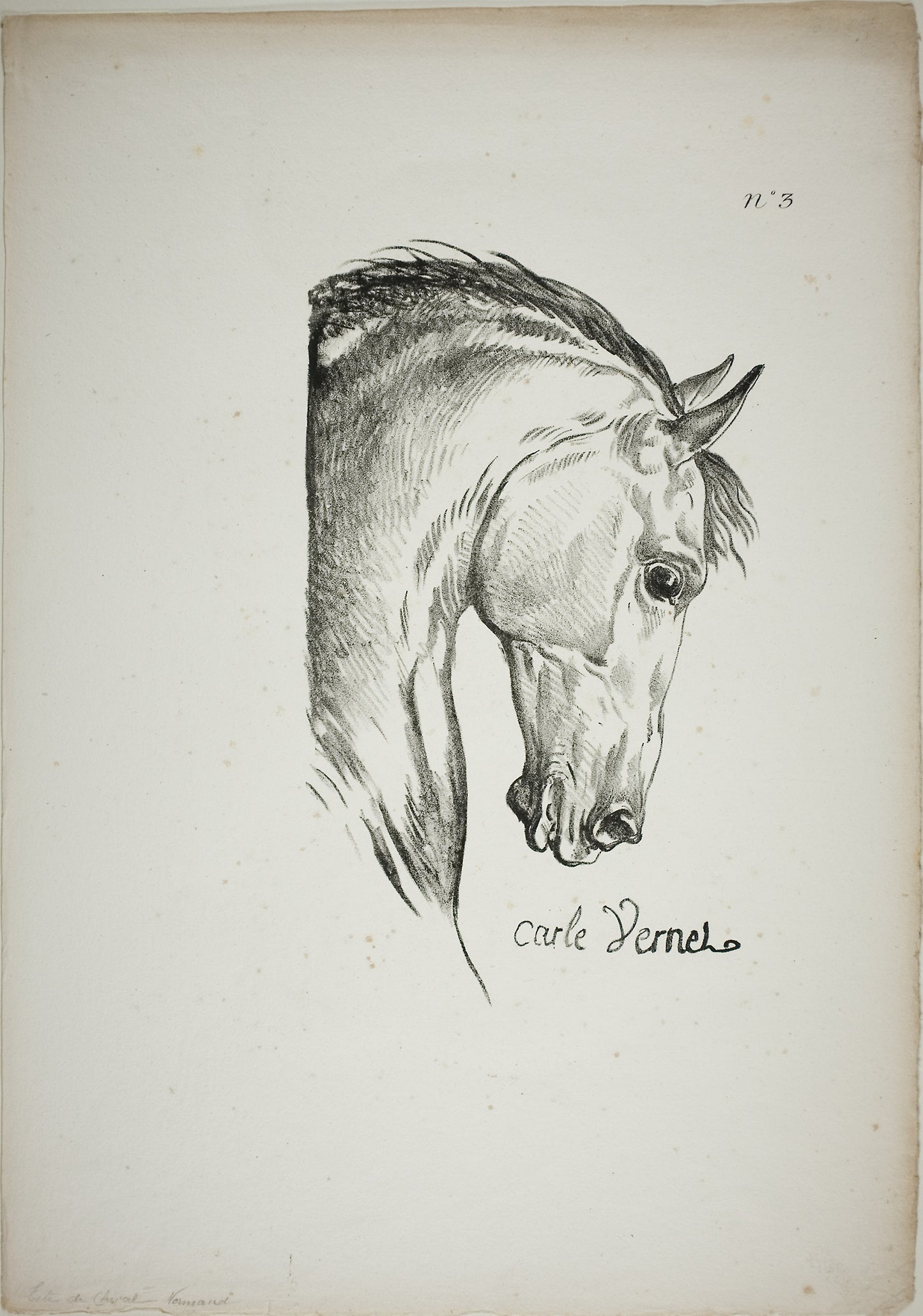Detail of Horse's Head, Enlarged to Triple Size, Norman Royal Guard, No. 3 -  Carle Vernet (French, 1758-1836),  Poster Print Wall Art