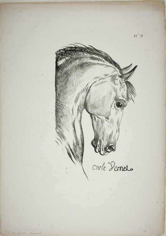 Detail of Horse's Head, Enlarged to Triple Size, Norman Royal Guard, No. 3 -  Carle Vernet (French, 1758-1836),  Poster Print Wall Art