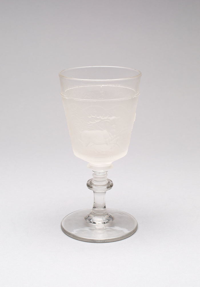 Westward Ho!/Pioneer pattern goblet (fourth of a set of four): Gillinder and Sons, 1861–c. 1930,16x12