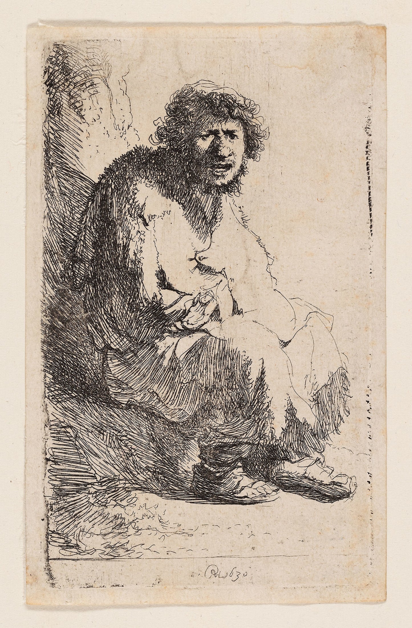 Beggar Seated on a Bank -  Rembrandt van Rijn,  Poster Print Wall Art