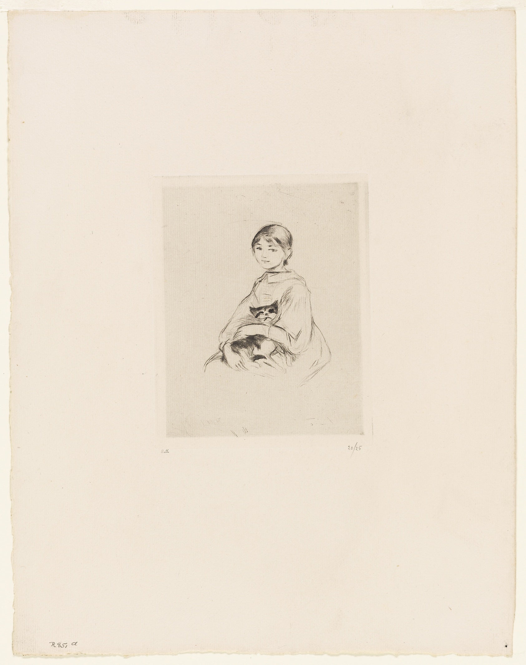 Young Girl with a Cat: Berthe Morisot,16x12"(A3) Poster