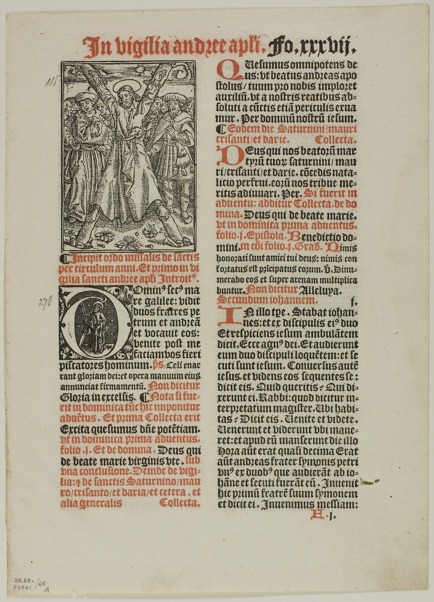 Crucifixion of Saint Andrew from Missale Monasteriense, plate 65 from Woodcuts from Books of the XVI Century -  Unknown Artist (French, 16th century),  Poster Print Wall Art