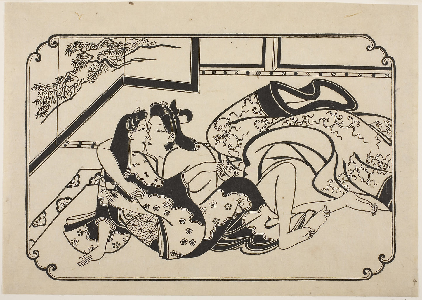 Flirting Lovers -  Hishikawa Moronobu,  Poster Print Wall Art