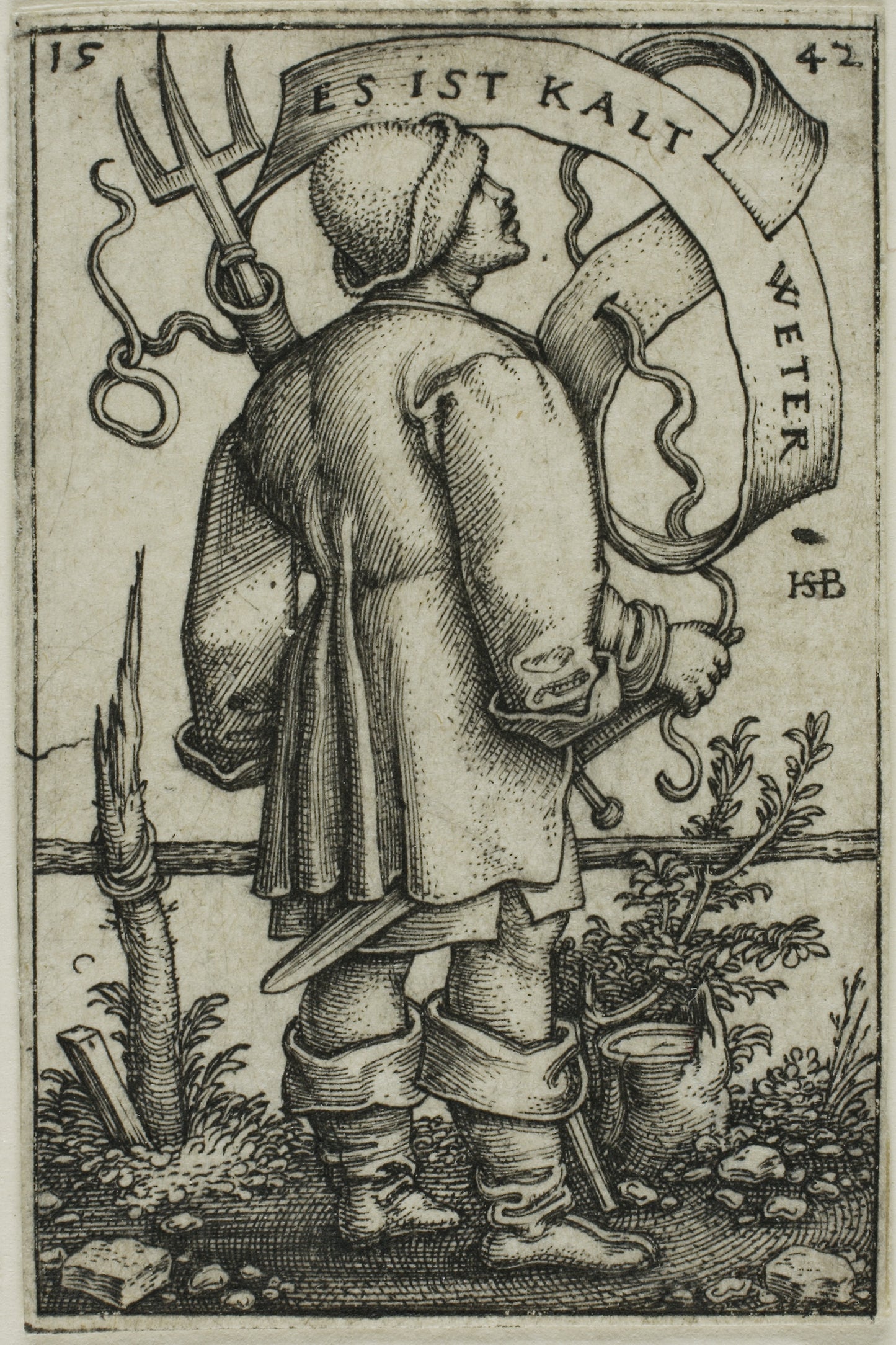 The Weather-Peasant "Es Ist Kalt Weter" -  Sebald Beham,  Poster Print Wall Art