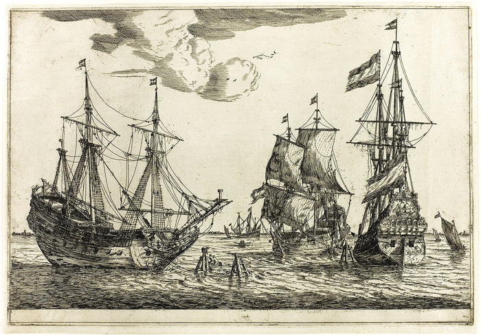 Two Marine Scenes: Reinier Nooms, called Zeeman,16x12
