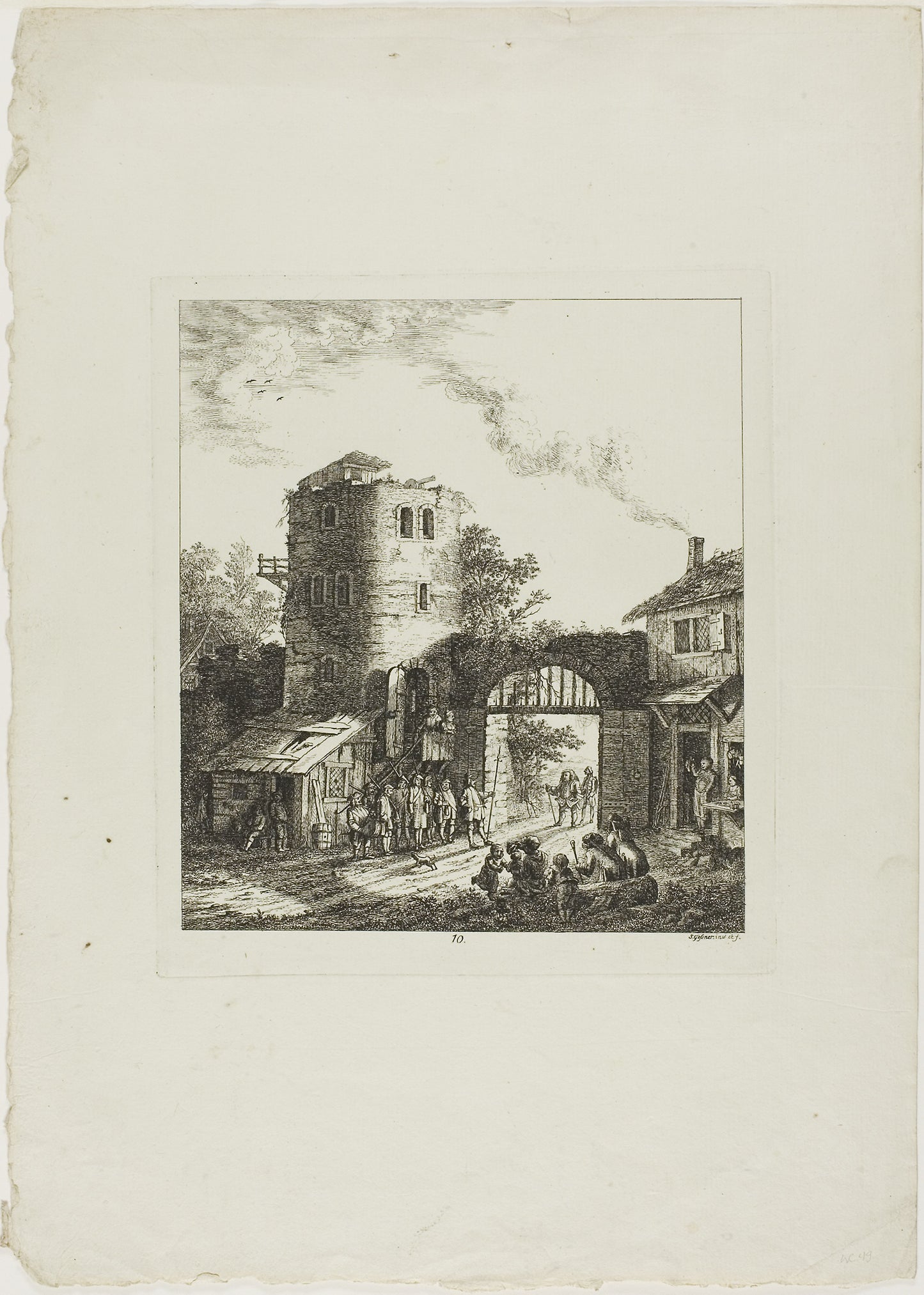 Procession through a Rustic Gate -  Salomon Gessner,  Poster Print Wall Art