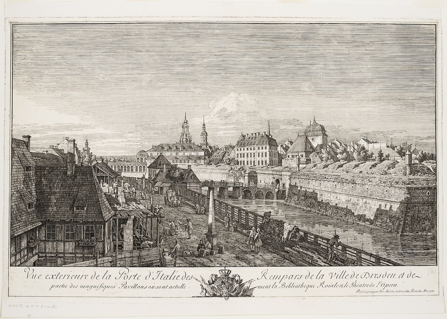 Exterior View of the Italian Gate of the Ramparts of the Town of Dresden -  Bernardo Bellotto,  Poster Print Wall Art
