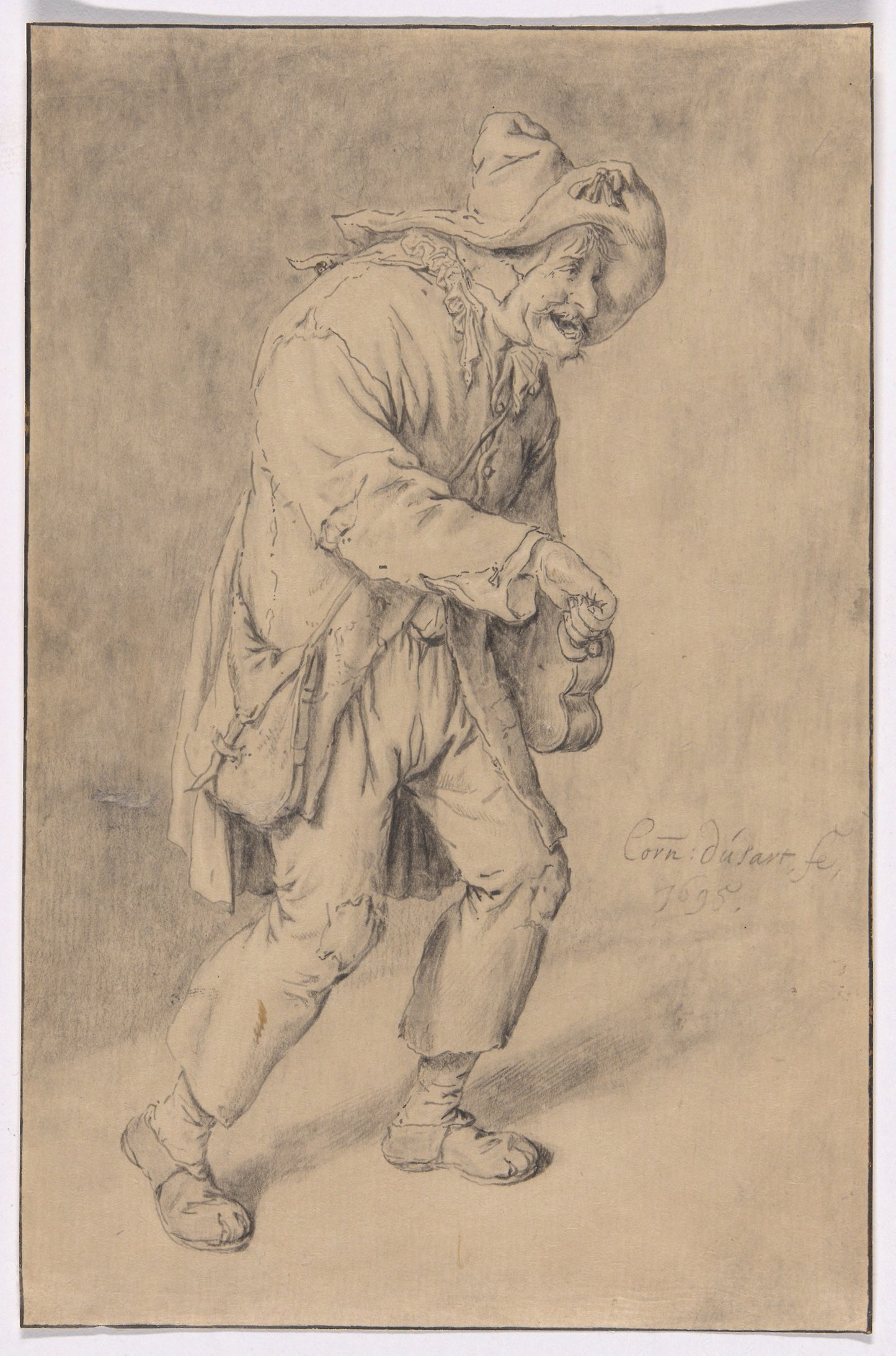 Hurdy-Gurdy Player -  Cornelis Dusart,  Poster Print Wall Art