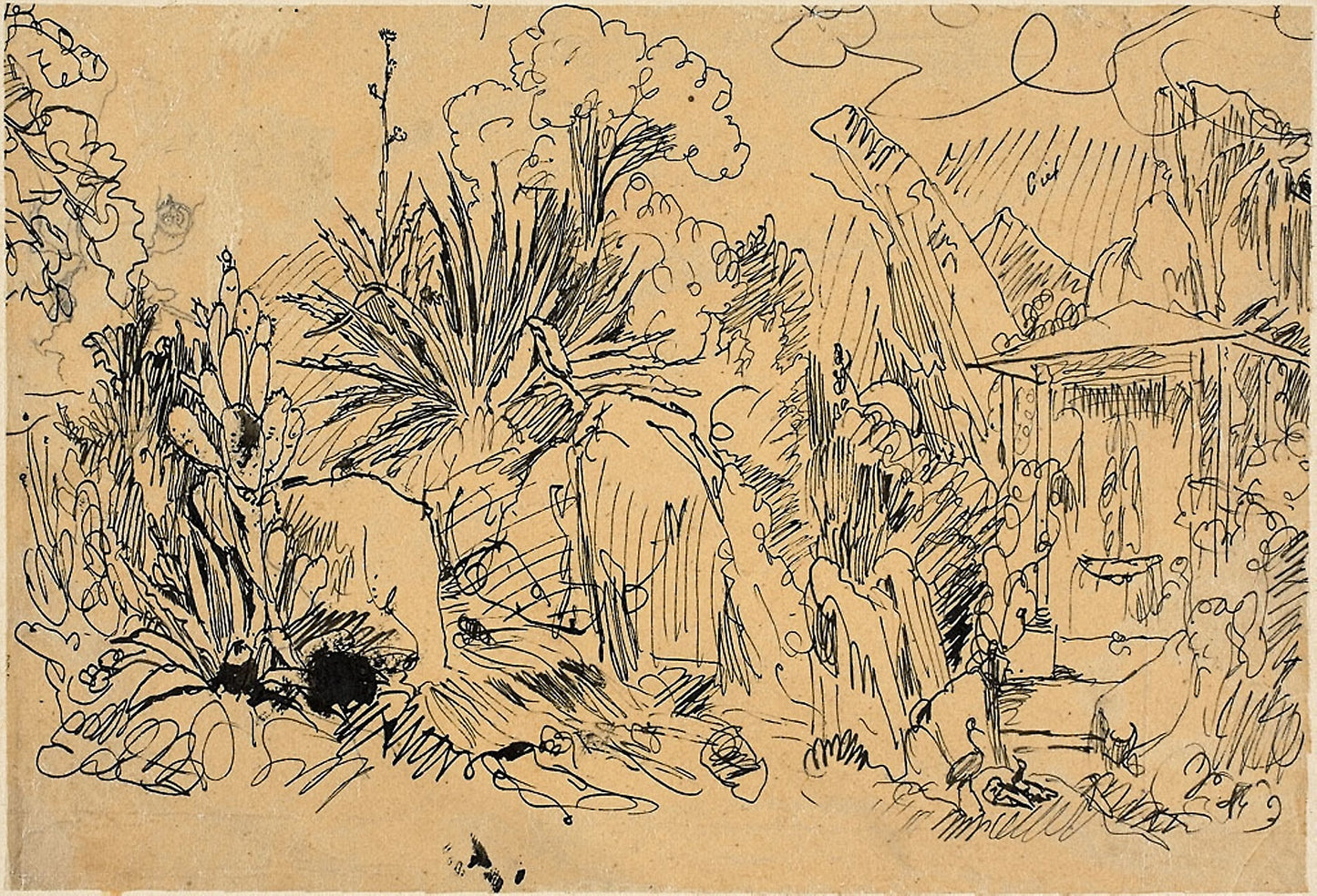 African Village -  Rodolphe Bresdin,  Poster Print Wall Art