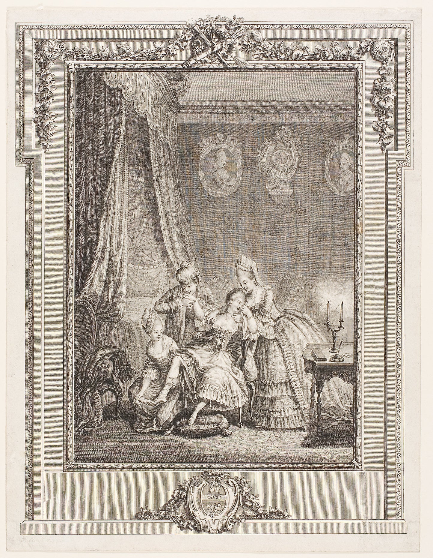 Bedtime -  Charles Emmanuel Patas (French, 1744-1802),  Poster Print Wall Art