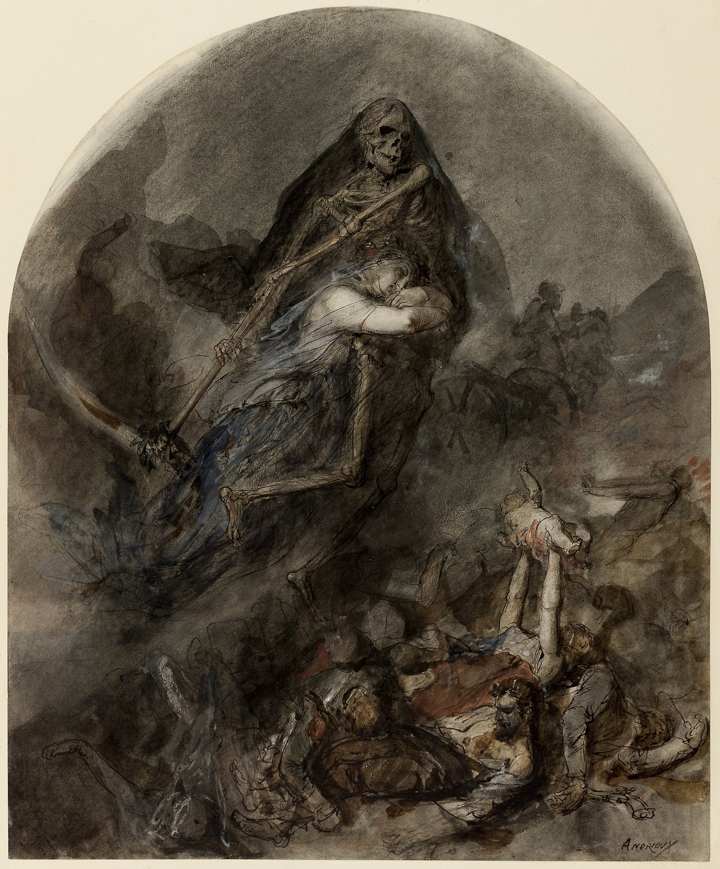 Allegory of Death -  Clement-Auguste Andrieux,  Poster Print Wall Art