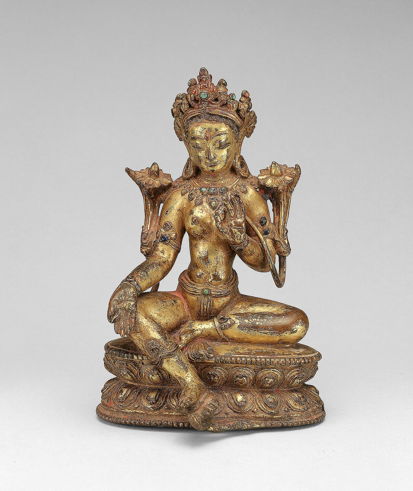 Goddess Green Tara Seated with Hand in Gesture of Gift Giving (Varadamudra) -  Tibet,  Poster Print Wall Art