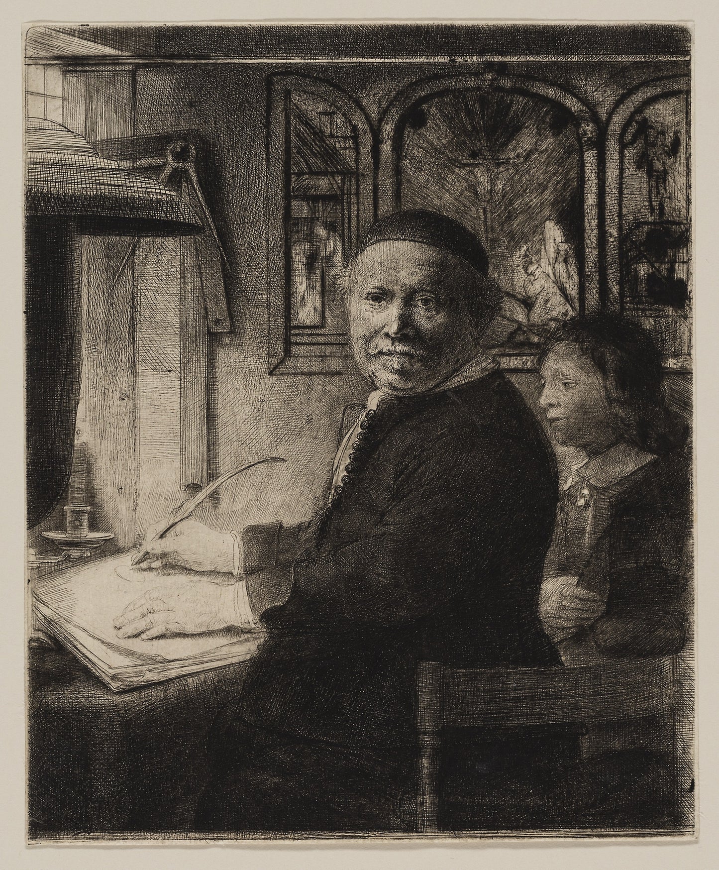 Lieven Willemsz van Coppenol, Writing Master -  The Smaller Plate -  Rembrandt van Rijn,  Poster Print Wall Art