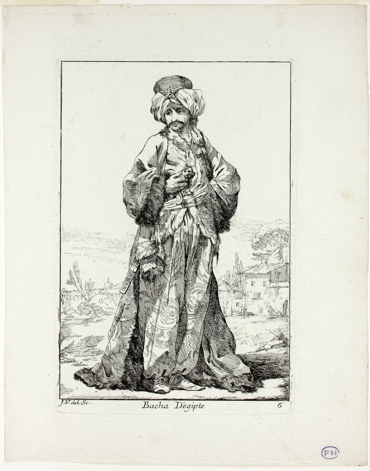 Bacha d'Égypte, plate six from Caravanne du Sultan à la Mecque -  Joseph Marie Vien,  Poster Print Wall Art