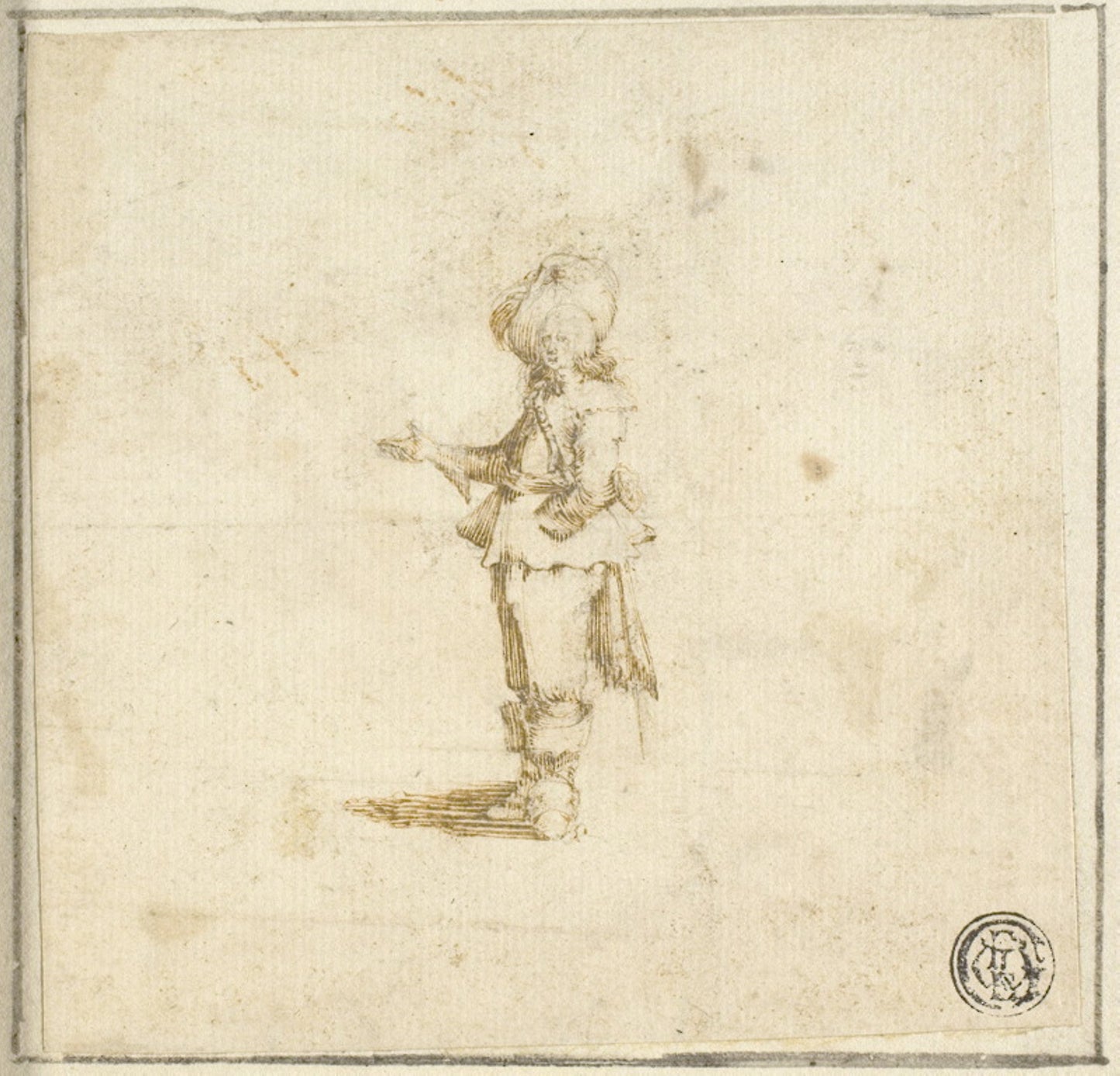 Standing Cavalier, Pointing with Right Hand -  Attributed to Stefano della Bella,  Poster Print Wall Art