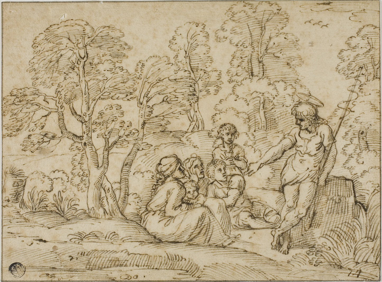 Saint John the Baptist Preaching -  After Annibale Carracci (Italian, 1560-1609),  Poster Print Wall Art