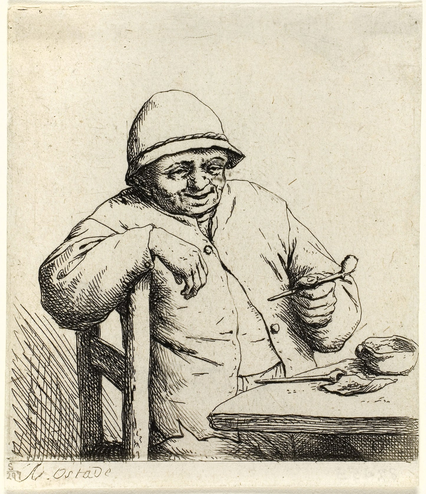 Smoker Leaning on the Back of a Chair: Adriaen van Ostade, Poster Print Wall Art