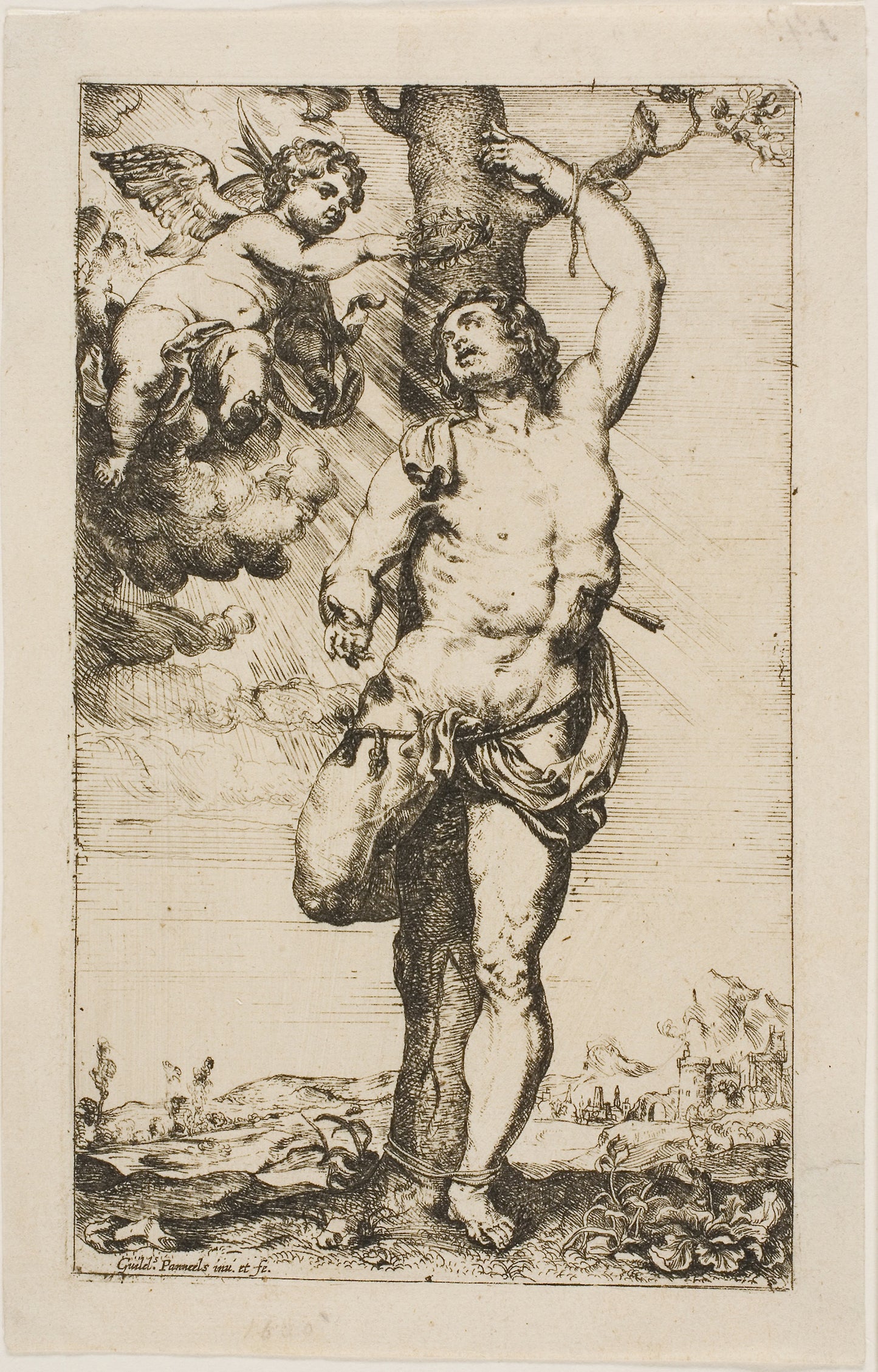 Saint Sebastian Crowned -  an Angel -  Willem Panneels,  Poster Print Wall Art