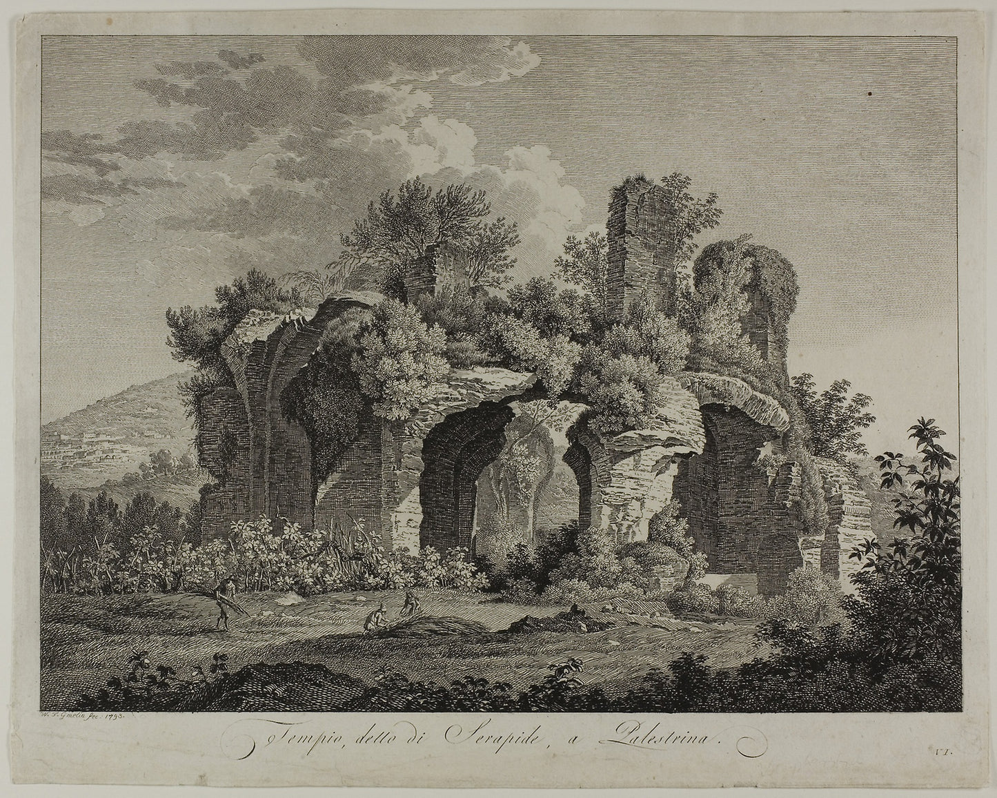 Temple of the Serapide Palestrina -  Friedrich Wilhelm Gmelin,  Poster Print Wall Art