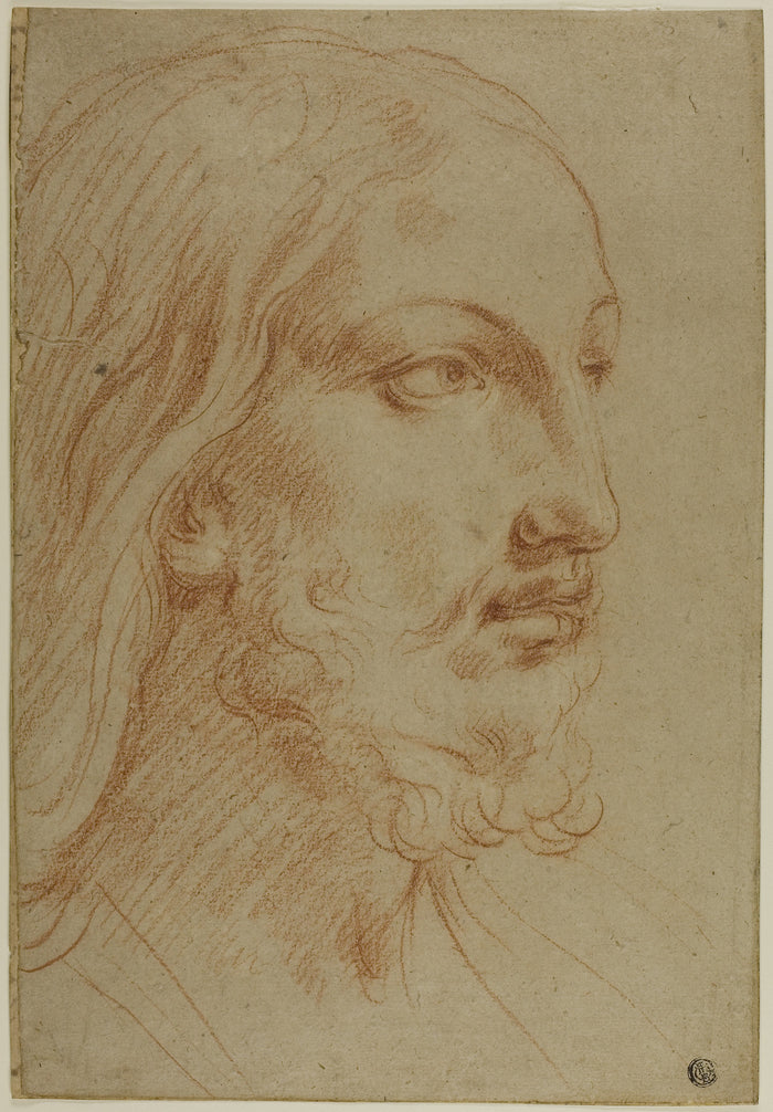 Head of Christ: Giovanni Andrea Sirani,16x12