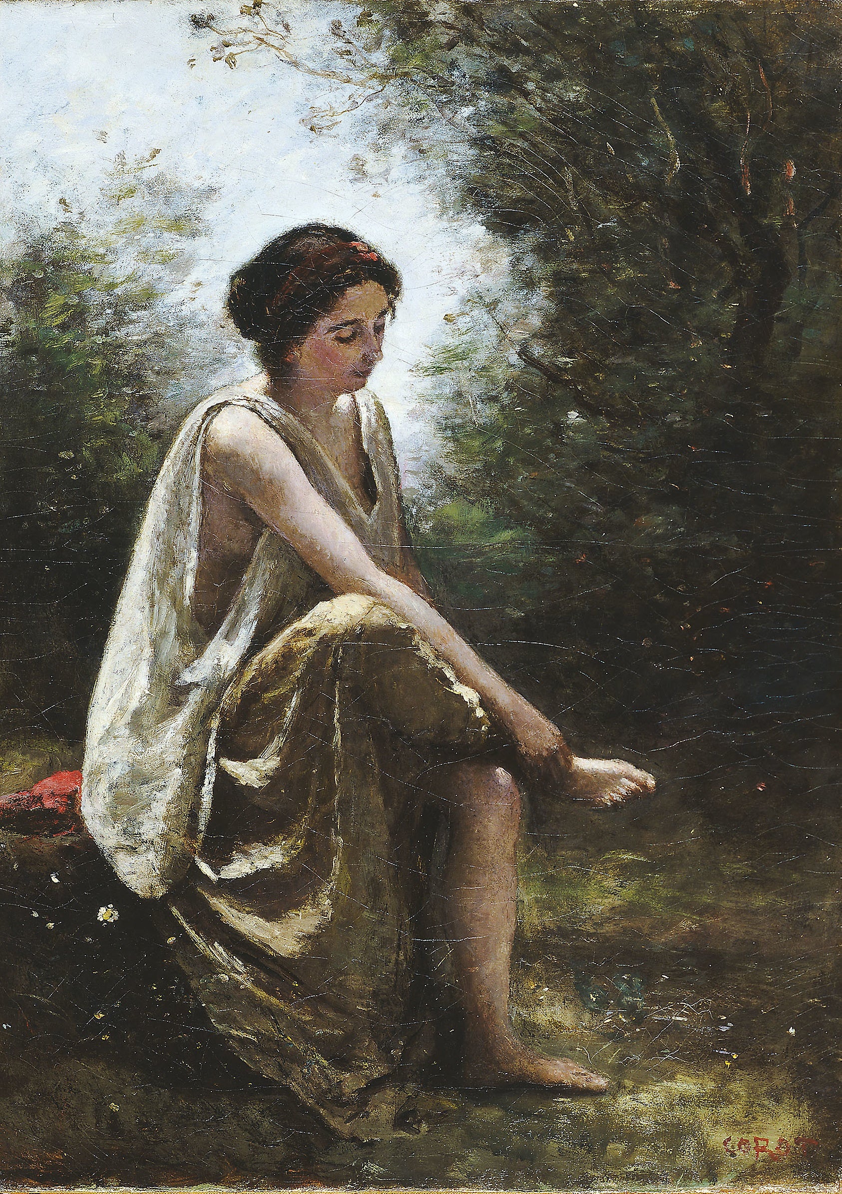 Wounded Eurydice: Jean-Baptiste-Camille Corot,16x12"(A3) Poster