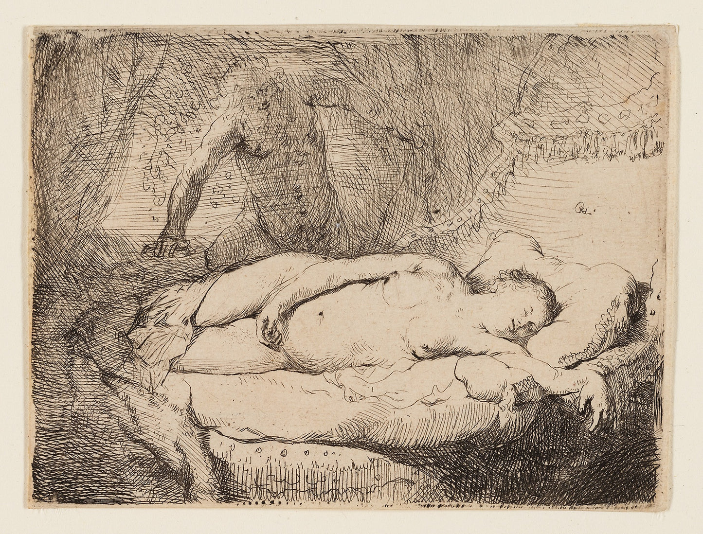 Jupiter and Antiope -  Smaller Plate -  Rembrandt van Rijn,  Poster Print Wall Art