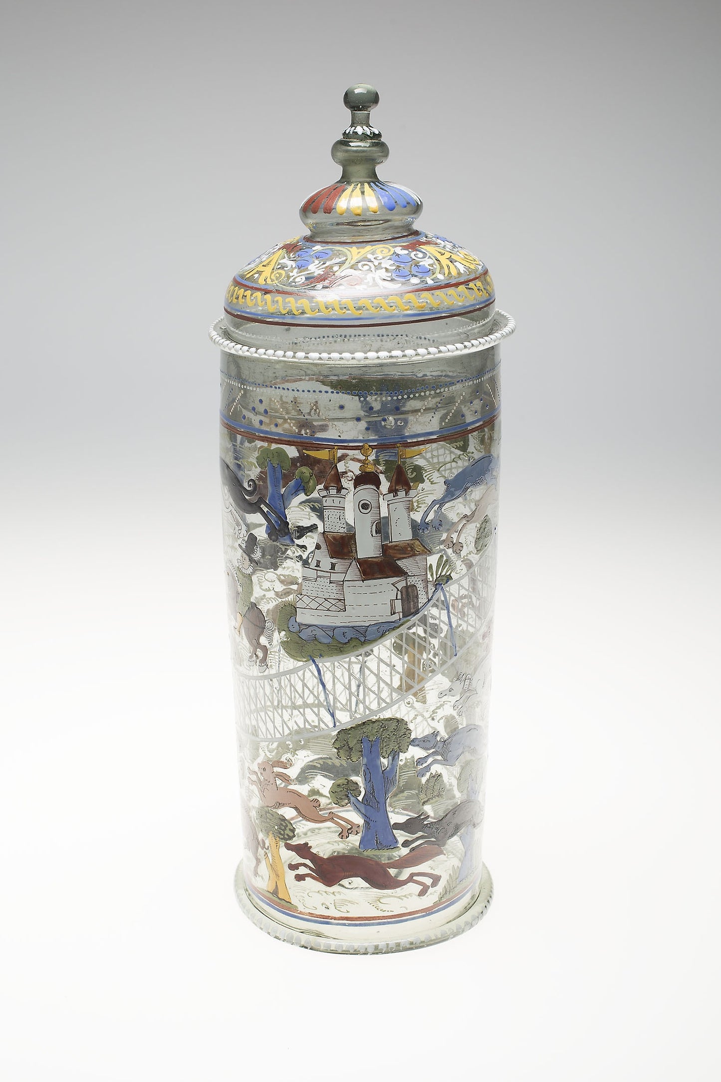 Beaker with Cover (Humpen) with Hunting Scenes: Bohemian or German, Poster Print Wall Art