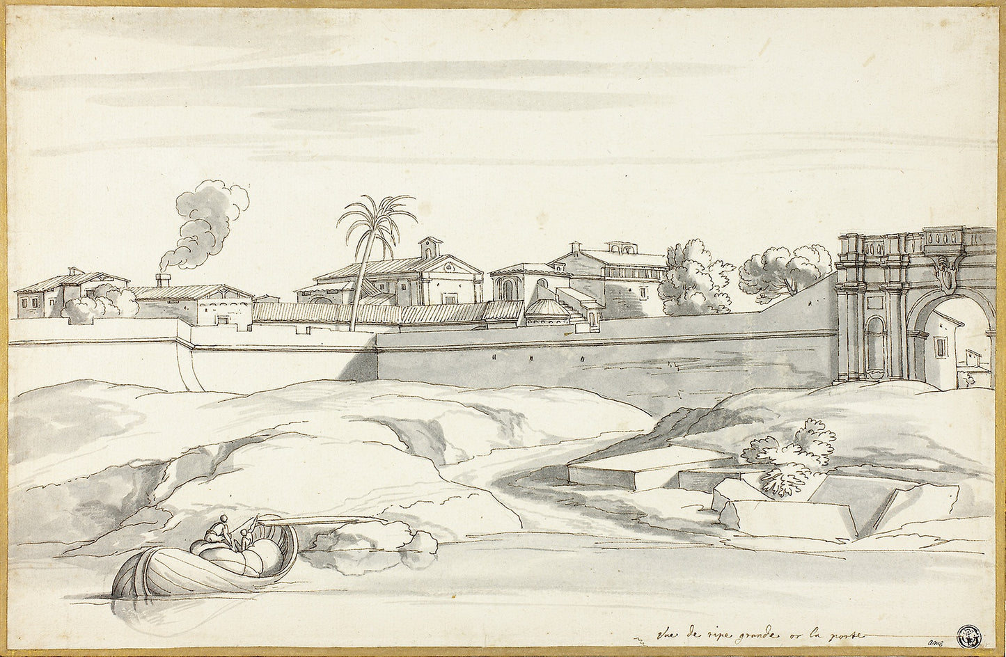 Landscape along a River -  Attributed to Michel Ange Houasse,  Poster Print Wall Art