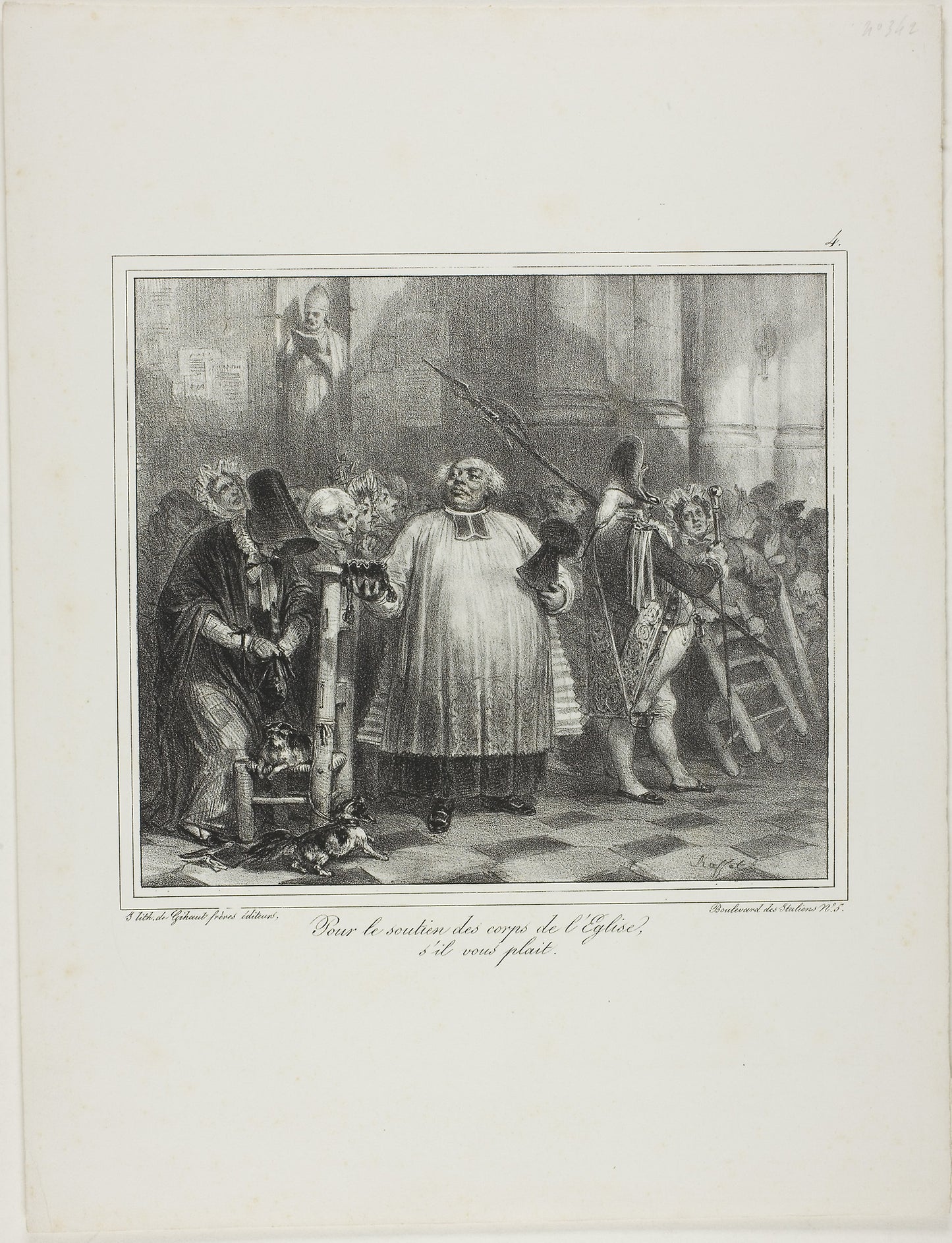 For the Support of the Church Staff, if You Please... -  Denis Auguste Marie Raffet (French, 1804-1860),  Poster Print Wall Art