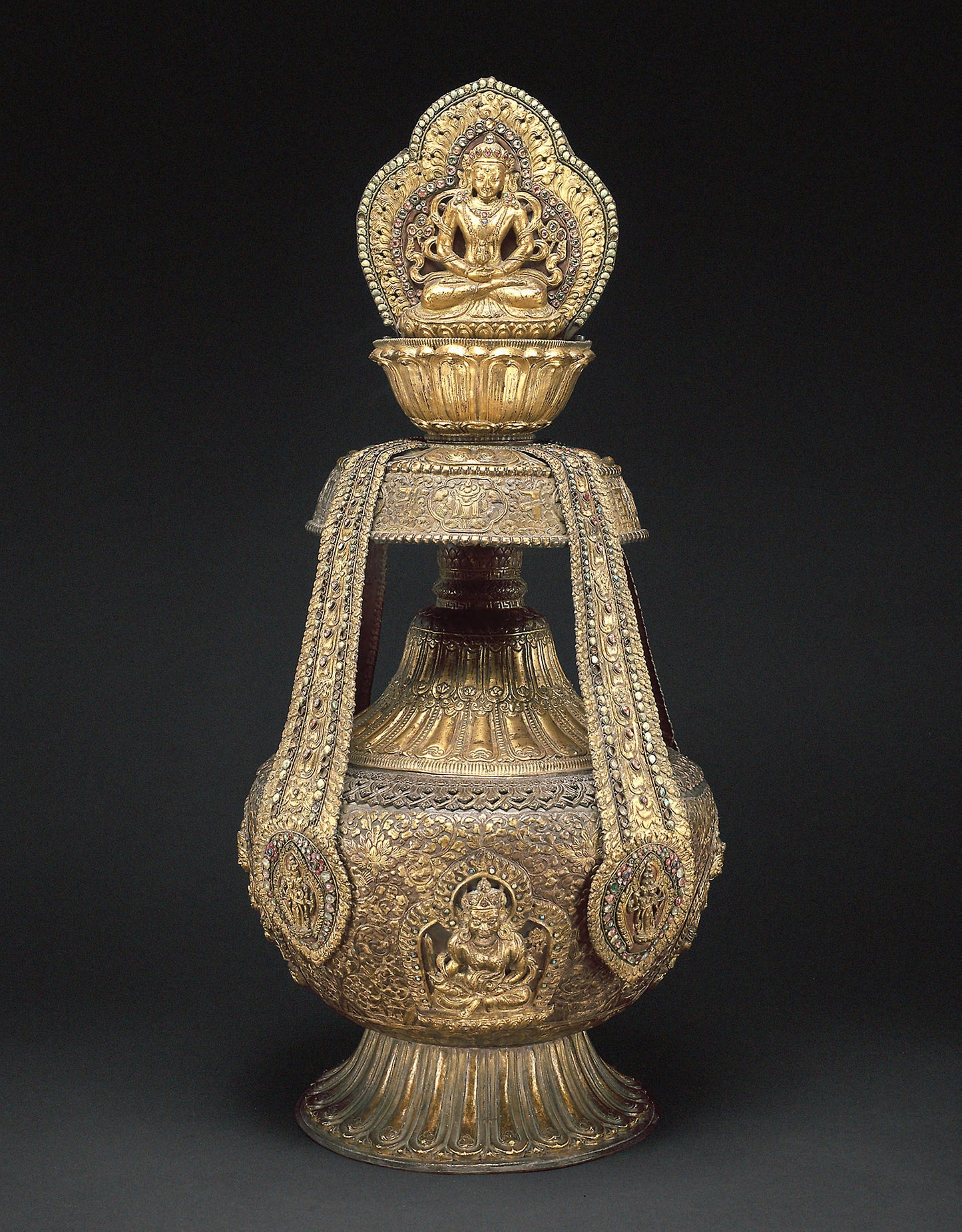 Vase of Longevity (kalasha) with Buddha Amitabha -  Nepal,  Poster Print Wall Art