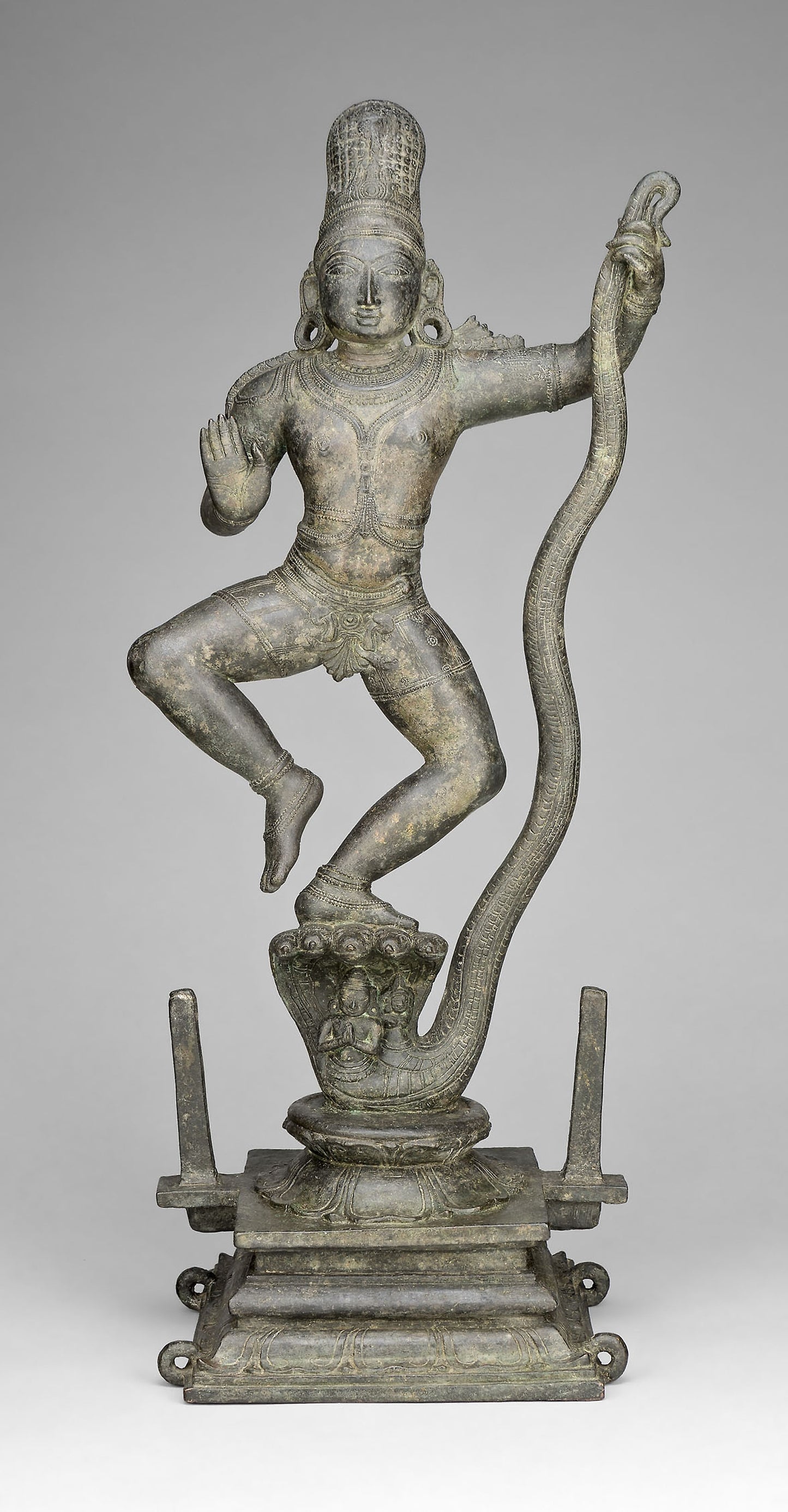 God Krishna Dancing on the Head of the Snake Demon Kaliya (Kaliyadamana) -  India,  Poster Print Wall Art