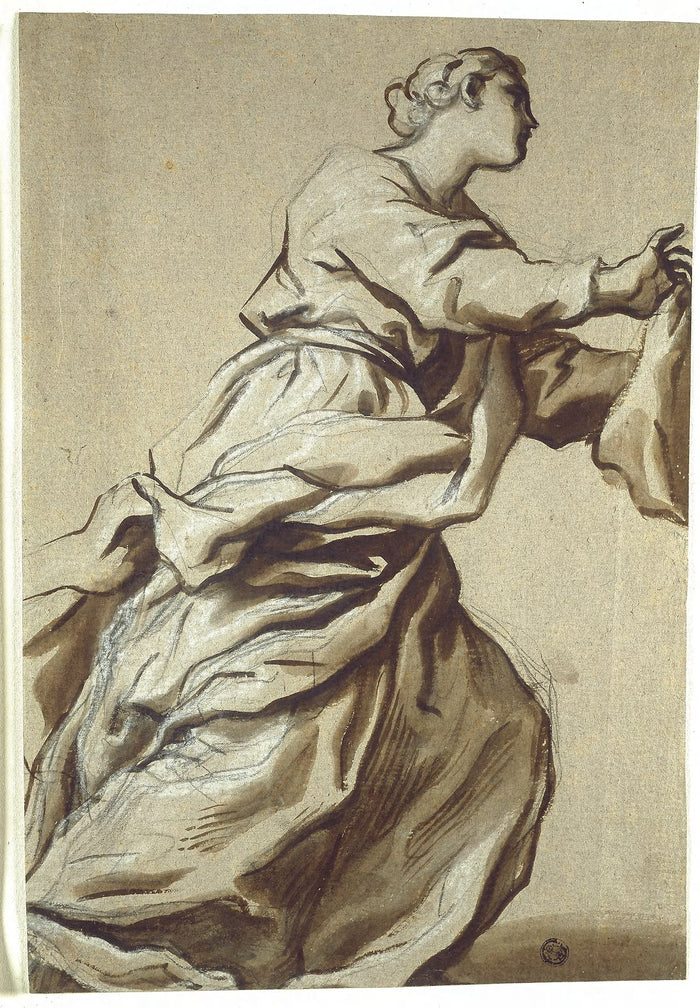 Study for Detail: Saint Veronica: Attributed to Domenico Piola,16x12