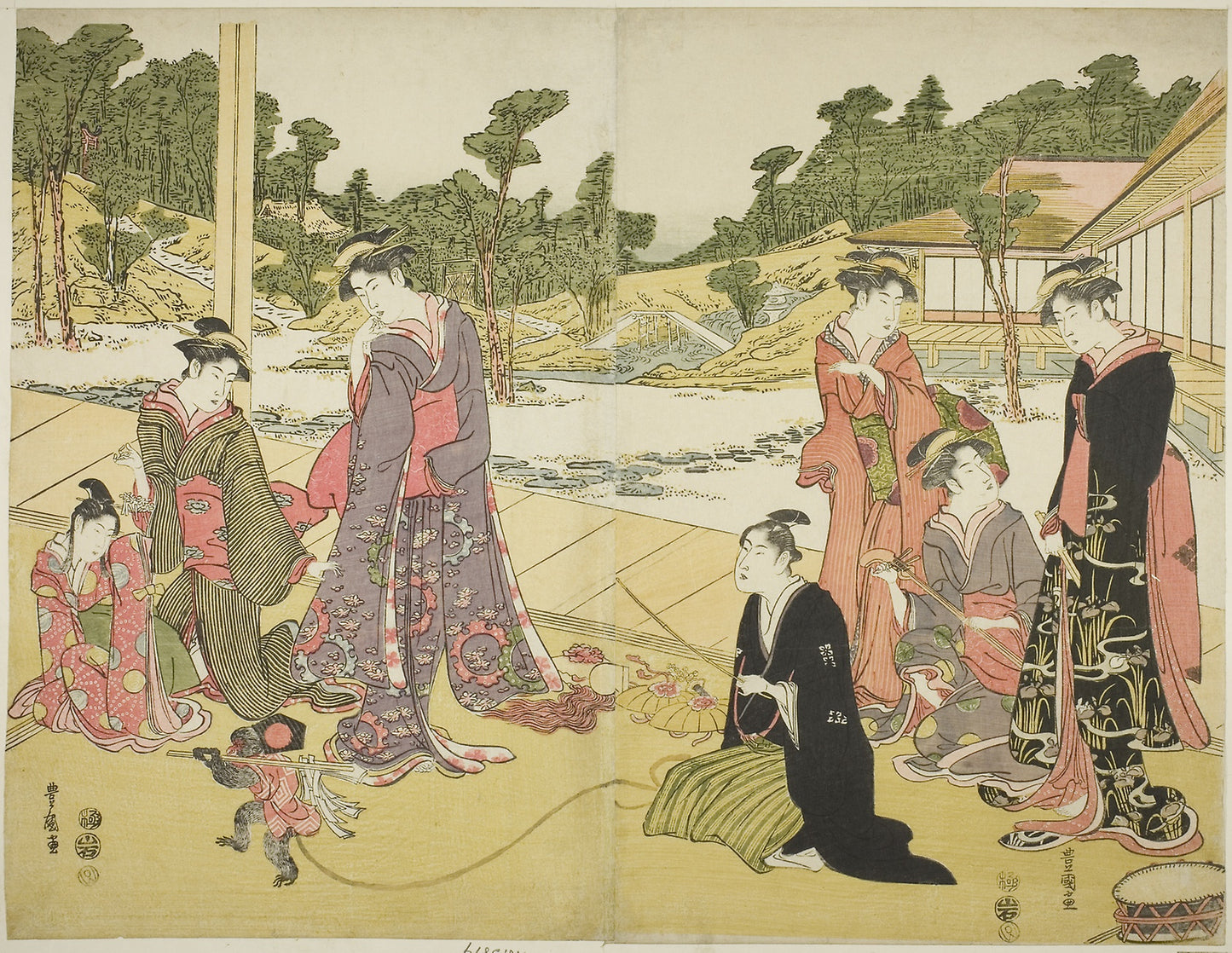 The Young Monkey Showman (Wakashu sarumawashi) -  Utagawa Toyokuni I ?? ?? ??,  Poster Print Wall Art