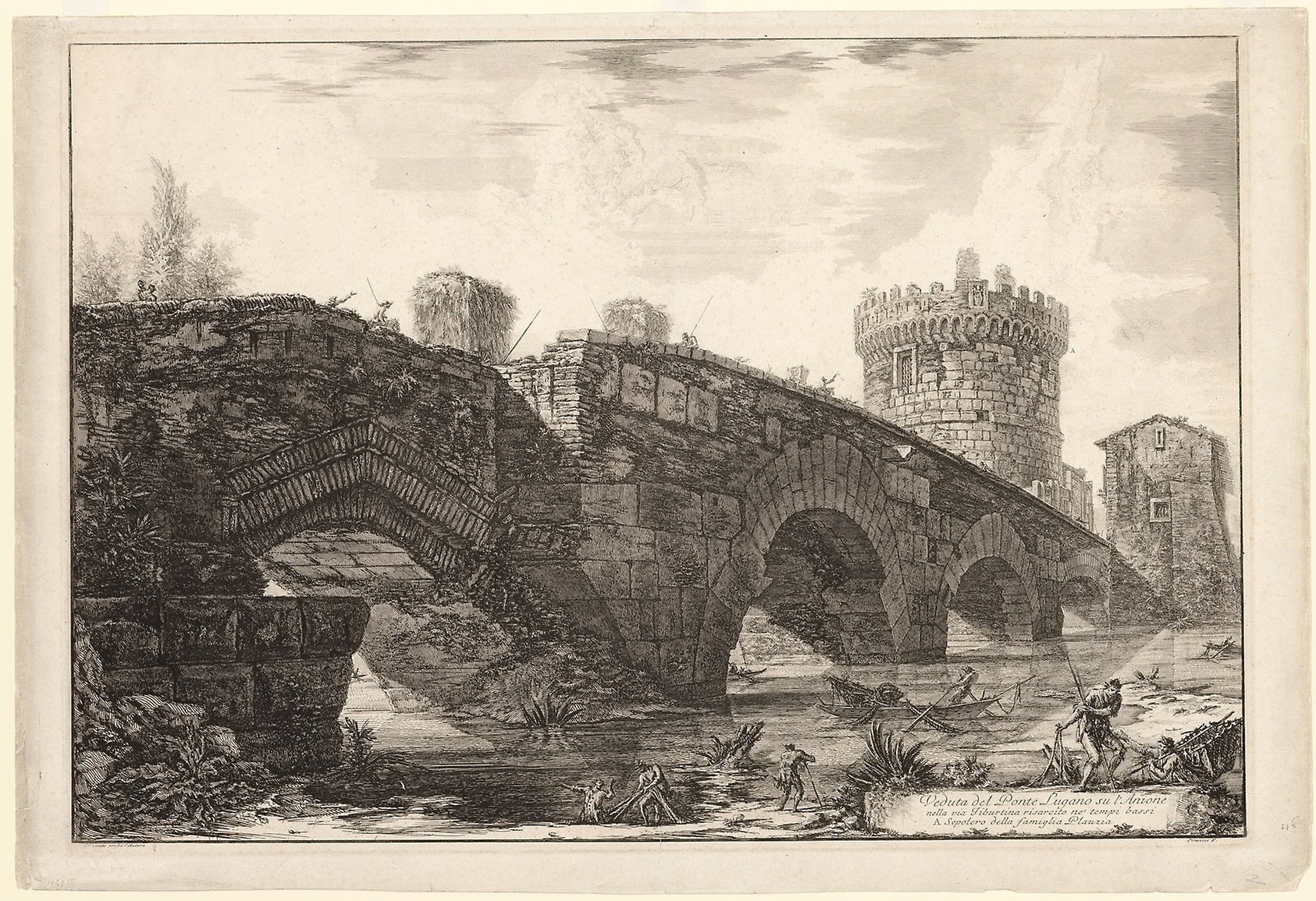 View of Ponte Lugano on the Anio, from Views of Rome: Giovanni Battista Piranesi (Italian, 1720-1778),16x12"(A3) Poster