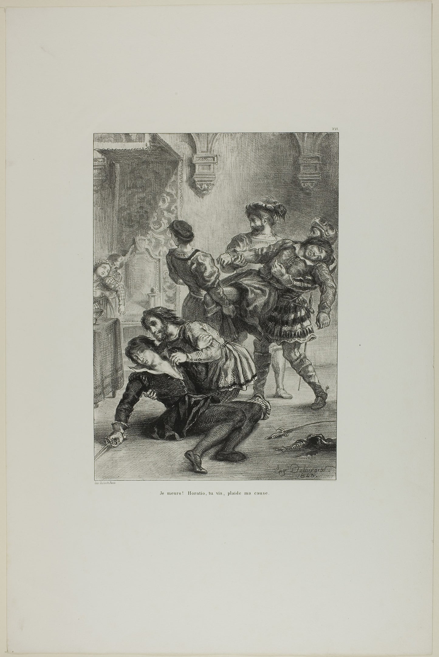 Hamlet's Death, plate 16 from Hamlet -  Eugène Delacroix,  Poster Print Wall Art