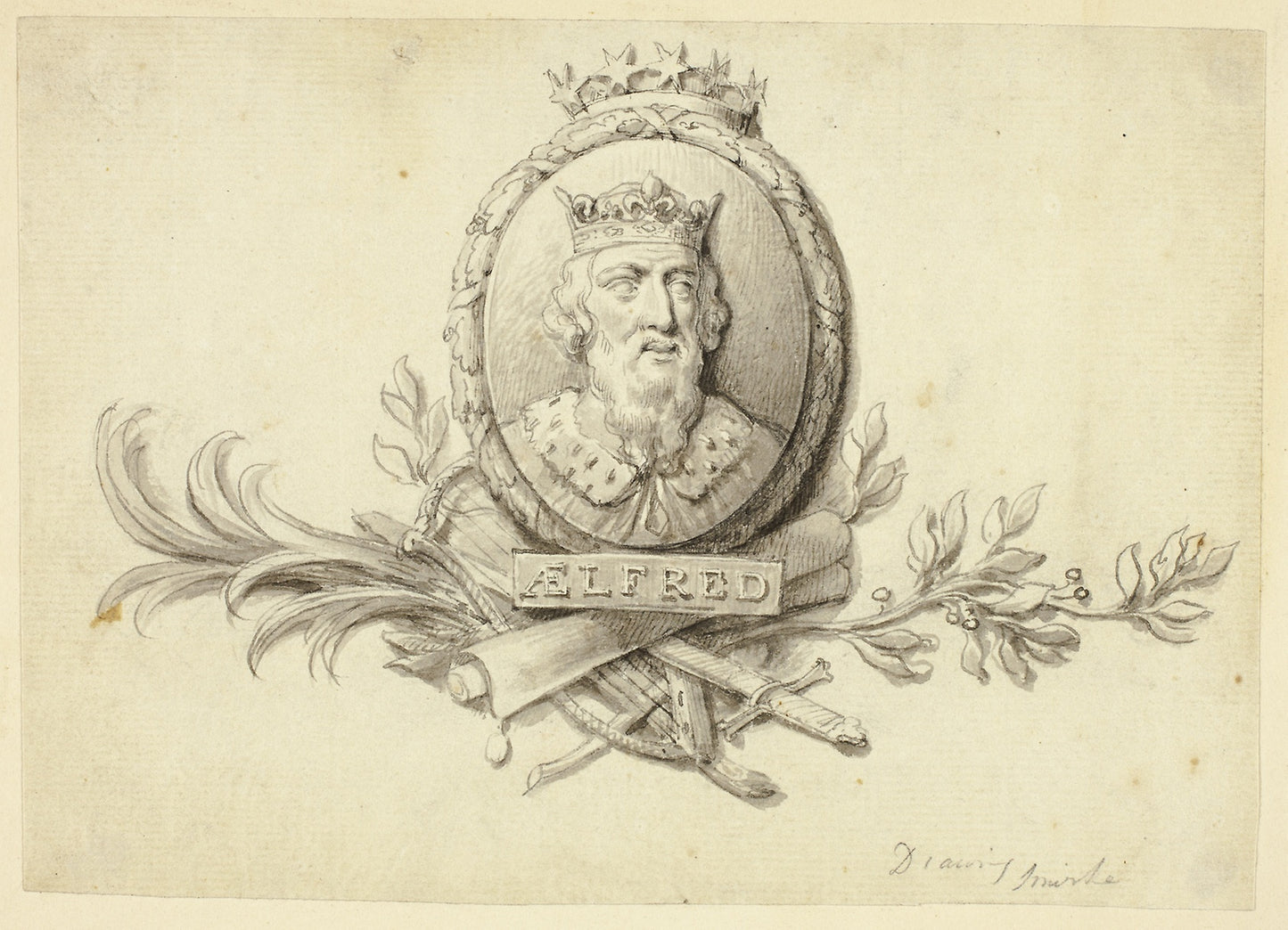 Design for Medallion of King Alfred -  Robert Smirke, the younger,  Poster Print Wall Art