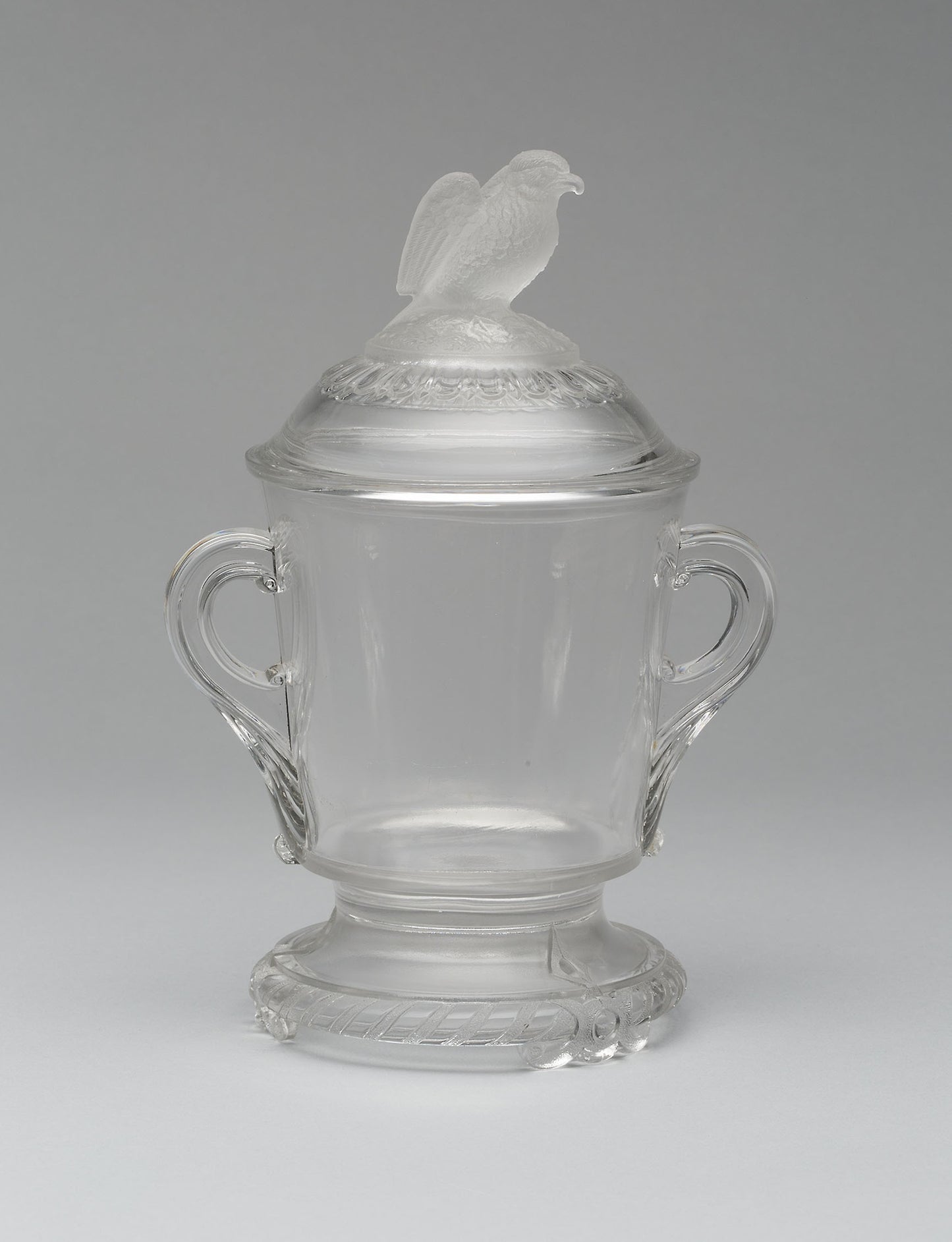 Old Abe/Frosted Eagle pattern covered sugar bowl: Attributed to Crystal Glass Company, Poster Print Wall Art