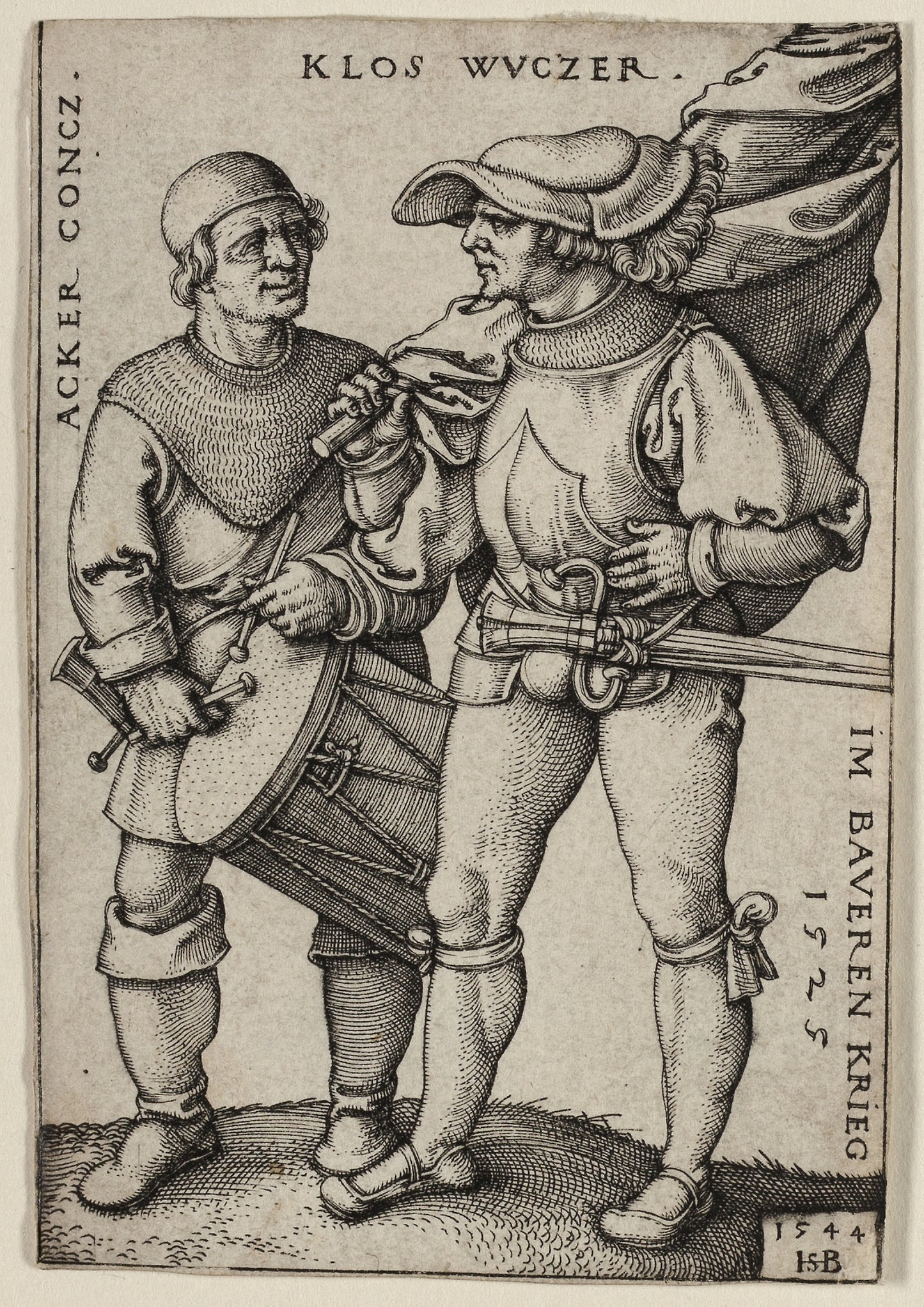 Standard-Bearer and Drummer -  Sebald Beham,  Poster Print Wall Art
