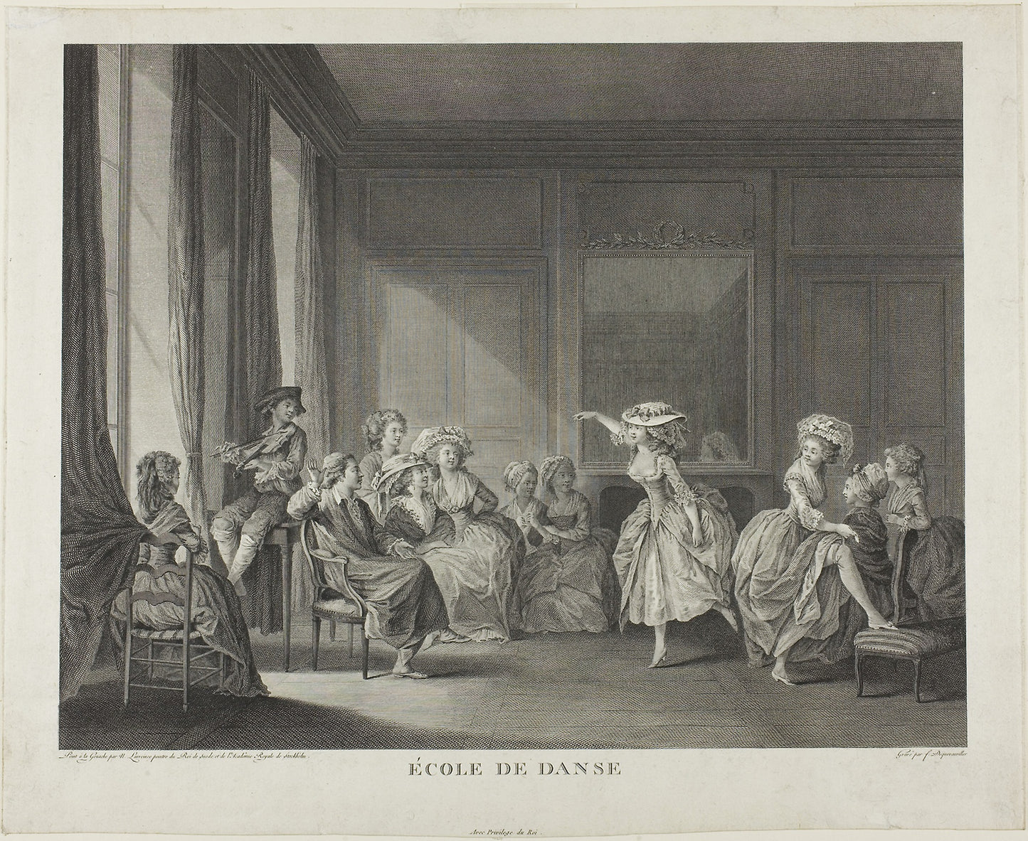 Dancing School -  François Dequevauviller (French, 1745-1807),  Poster Print Wall Art