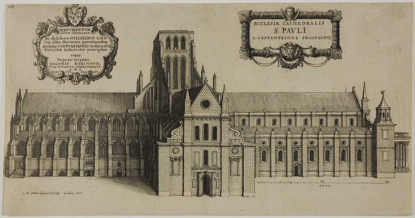 Old Saint Paul's Cathedral from the North -  Wenceslaus Hollar,  Poster Print Wall Art