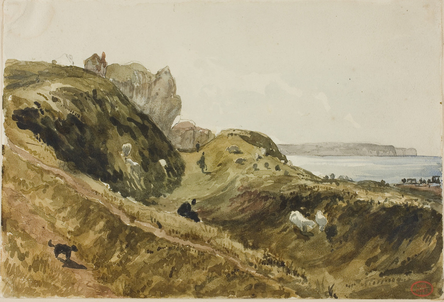 The Cliffs at Dieppe -  Paul Huet,  Poster Print Wall Art
