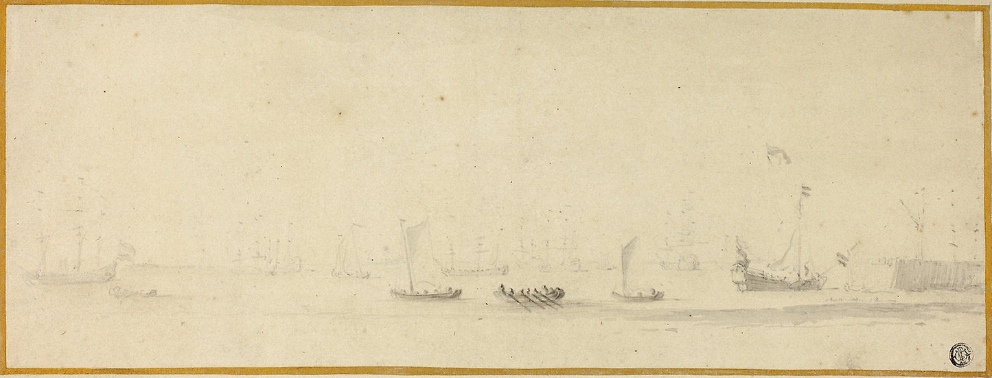 Ships in Full Sail with Small Boats -  Willem van de Velde, II,  Poster Print Wall Art
