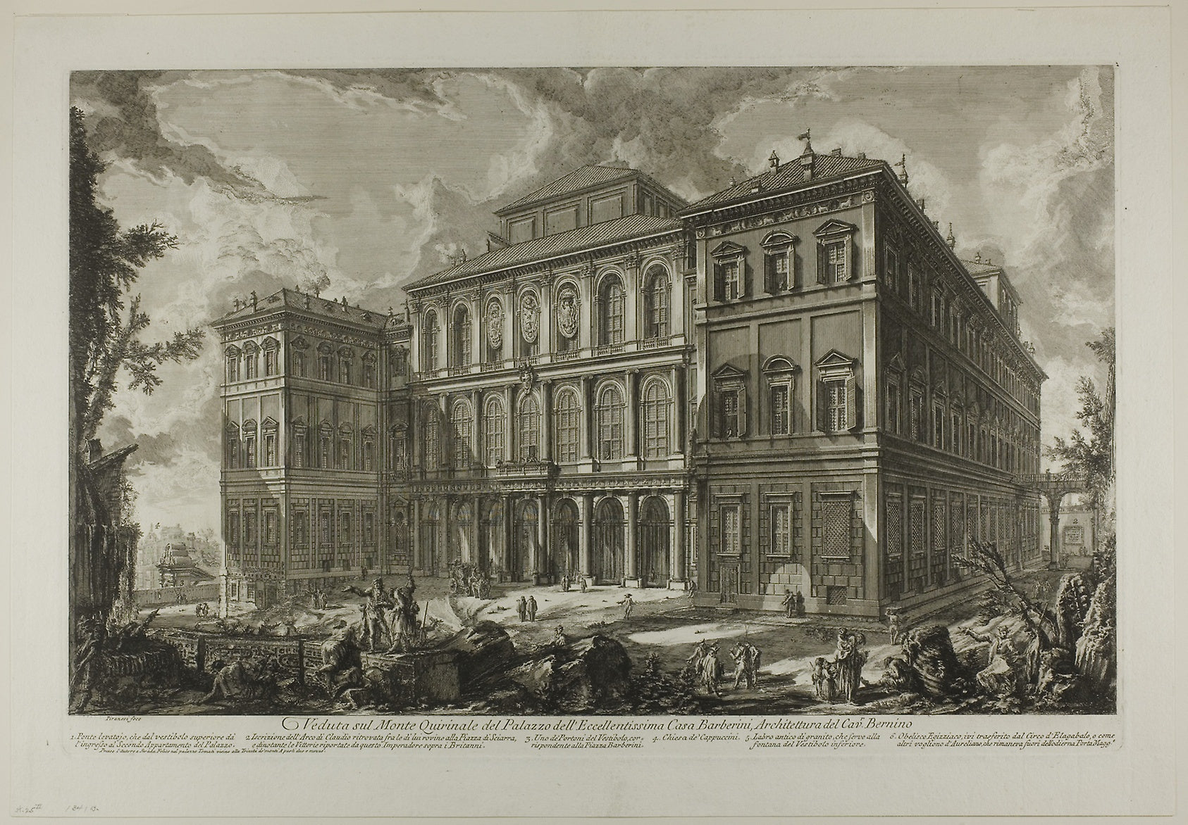 View of the palace of the illustrious Barberini family on the Quirinal Hill, designed: Cavaliere Bernini, from Views of Rome: Giovanni Battista Piranesi,16x12"(A3) Poster