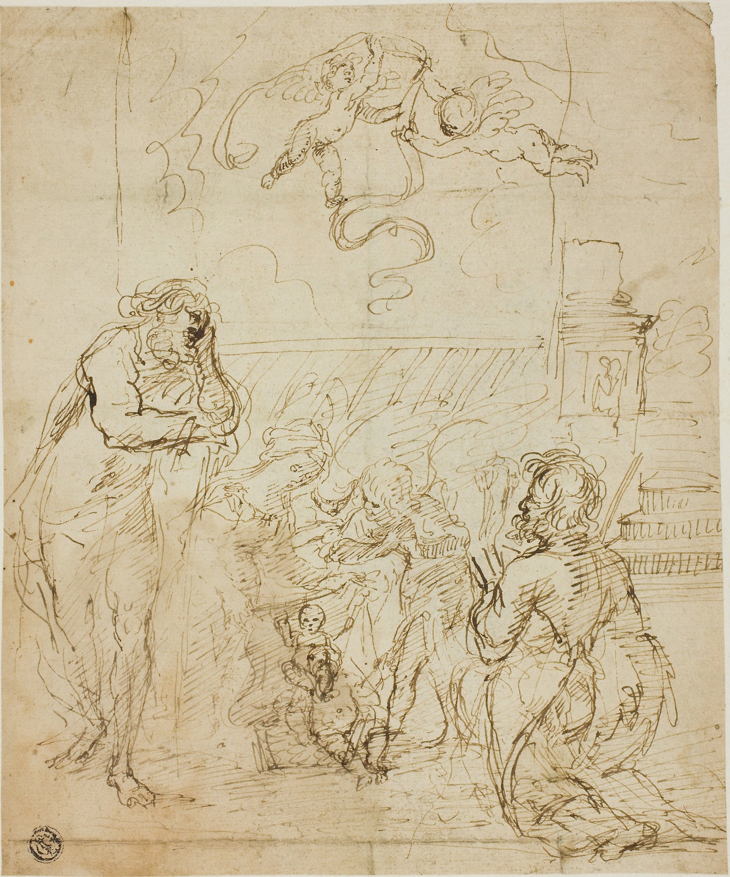 Nativity -  Attributed to Pompeo Ghitti (Italian, 1631–1703),  Poster Print Wall Art