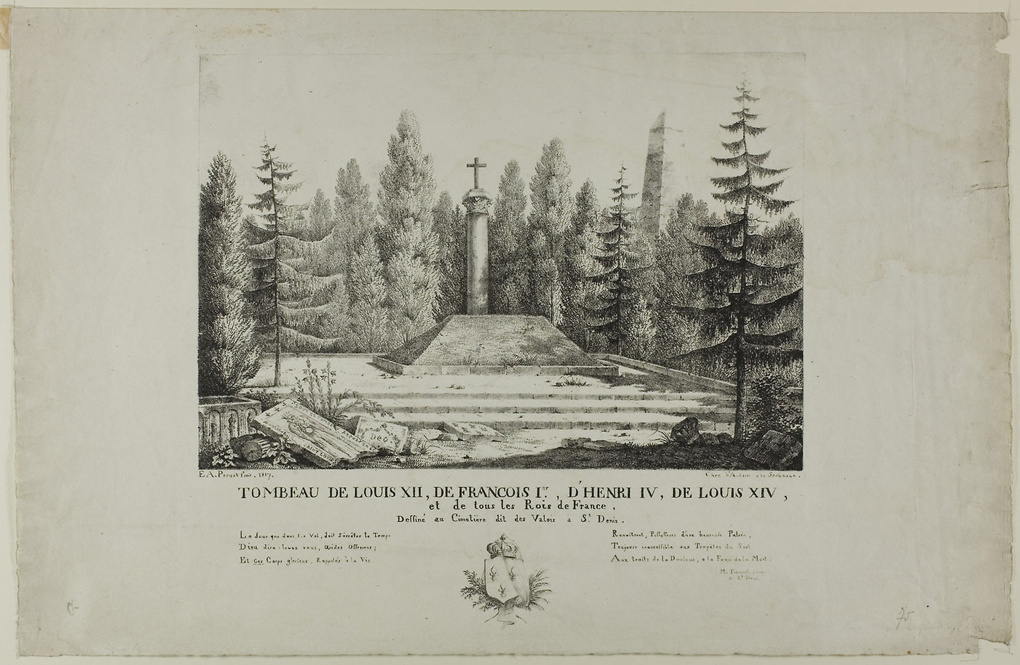 Tomb of Louis XII, François I, Henry IV, Louis XIV, and all the kings of France in the Valois Cemetery at St. Denis -  E. A. Pernot,  Poster Print Wall Art