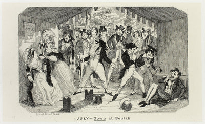 July - Down at Beulah from George Cruikshank's Steel Etchings to The Comic Almanacks: 1835-1853: George Cruikshank (English, 1792-1878),16x12"(A3) Poster