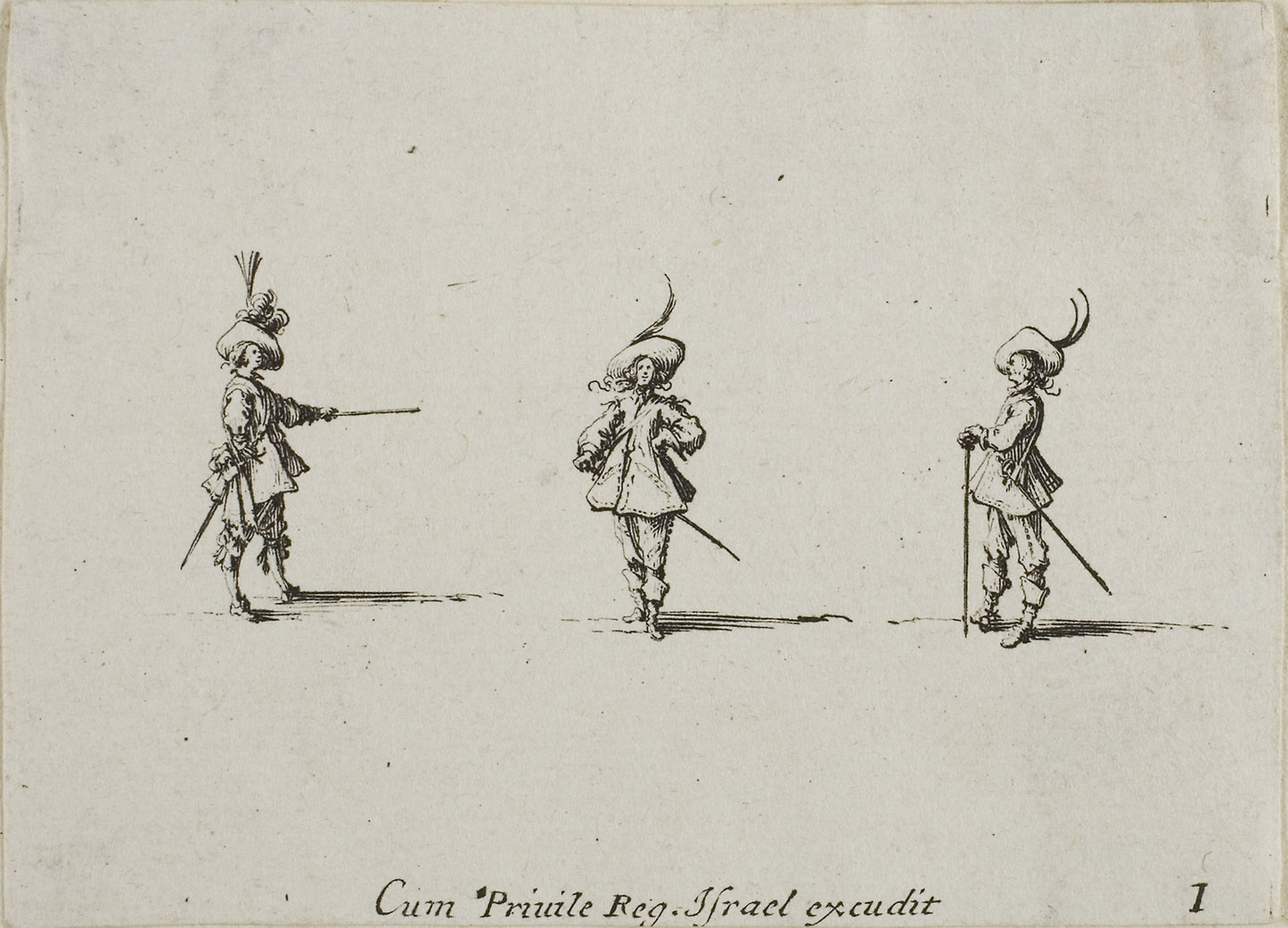 Unarmed Drill, plate one from The Military Exercises -  Jacques Callot (French, 1592-1635),  Poster Print Wall Art