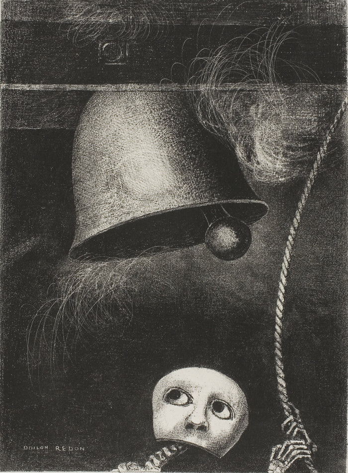 A Mask Sounds the Funeral Knell, plate three from To Edgar Poe: Odilon Redon,16x12