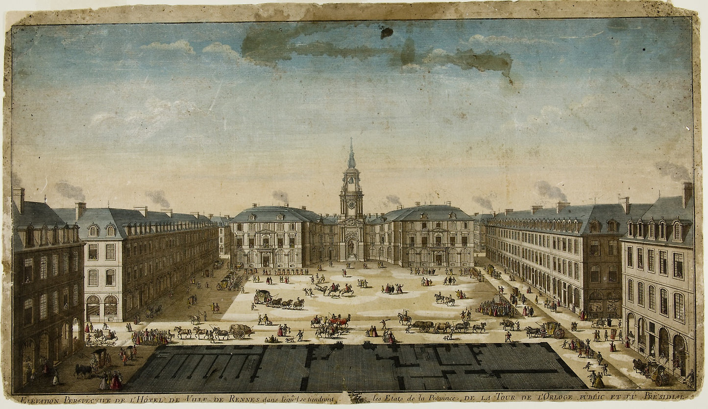 Elevation Perspective of l'Hôtel de Ville, Rennes -  Philippe-Nicolas Milcent,  Poster Print Wall Art